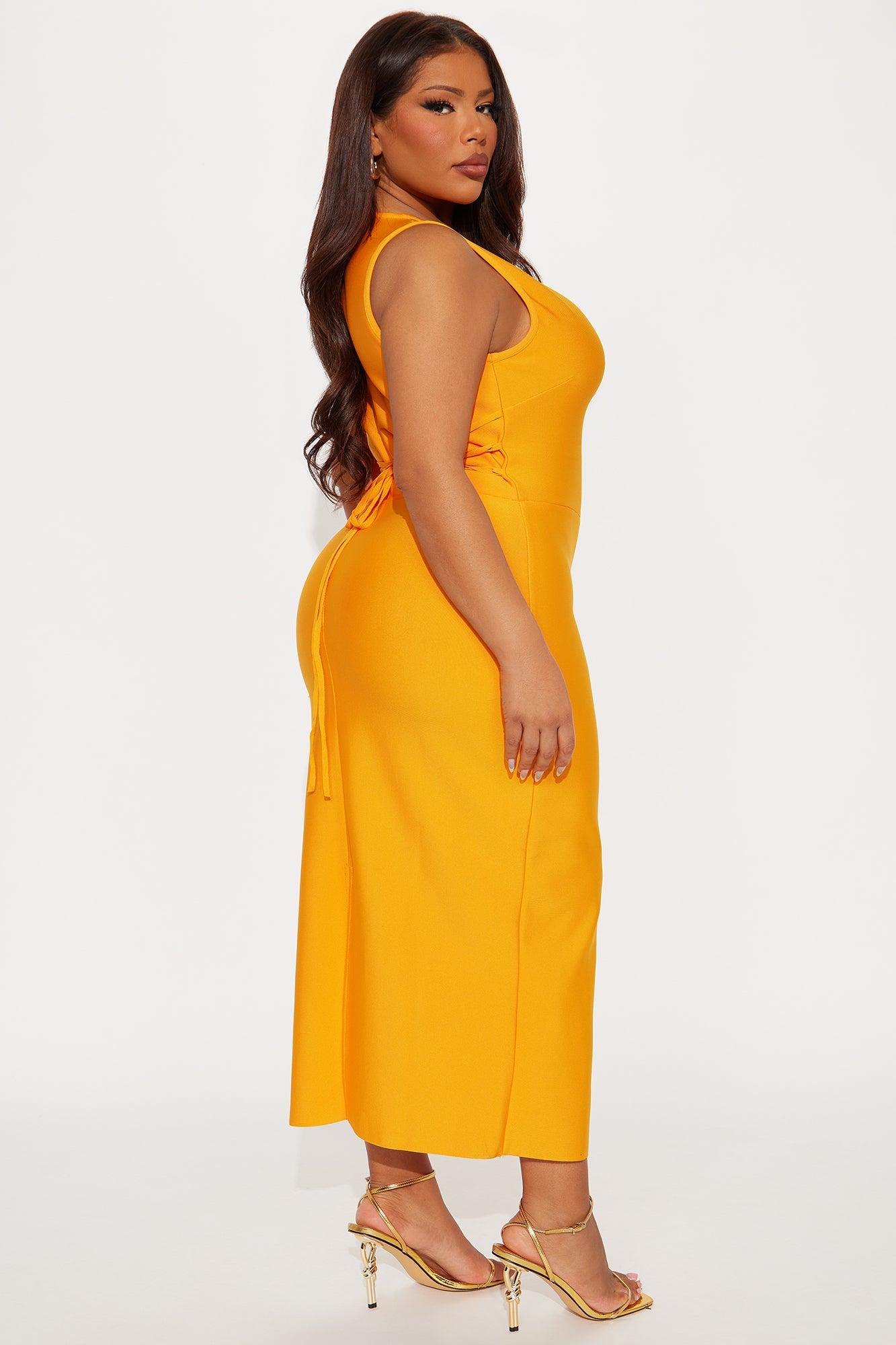 Bold Presence Bandage Midi Dress - Orange Female Product Image