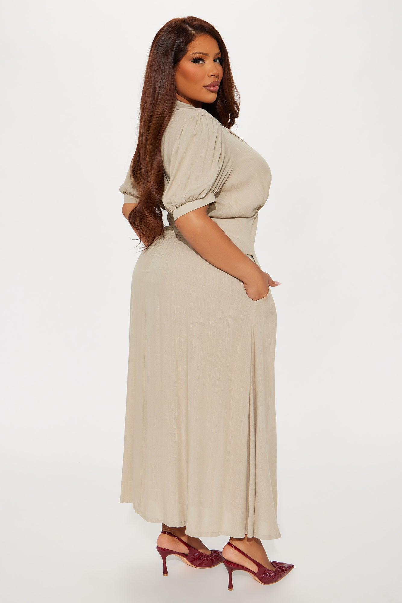 Myla Linen Midi Dress - Beige Female Product Image