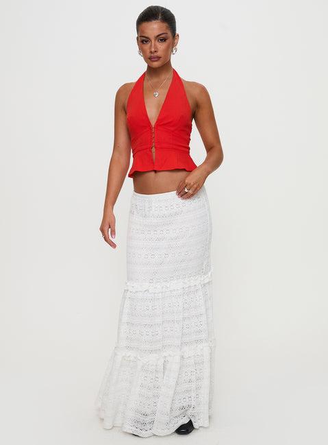 Buttacupe Lace Maxi Skirt White Product Image