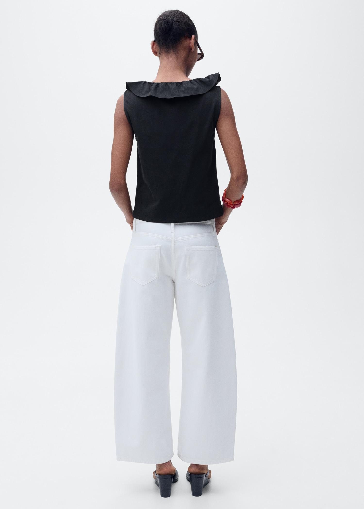 Cotton top with ruffles - Women | MANGO USA Product Image