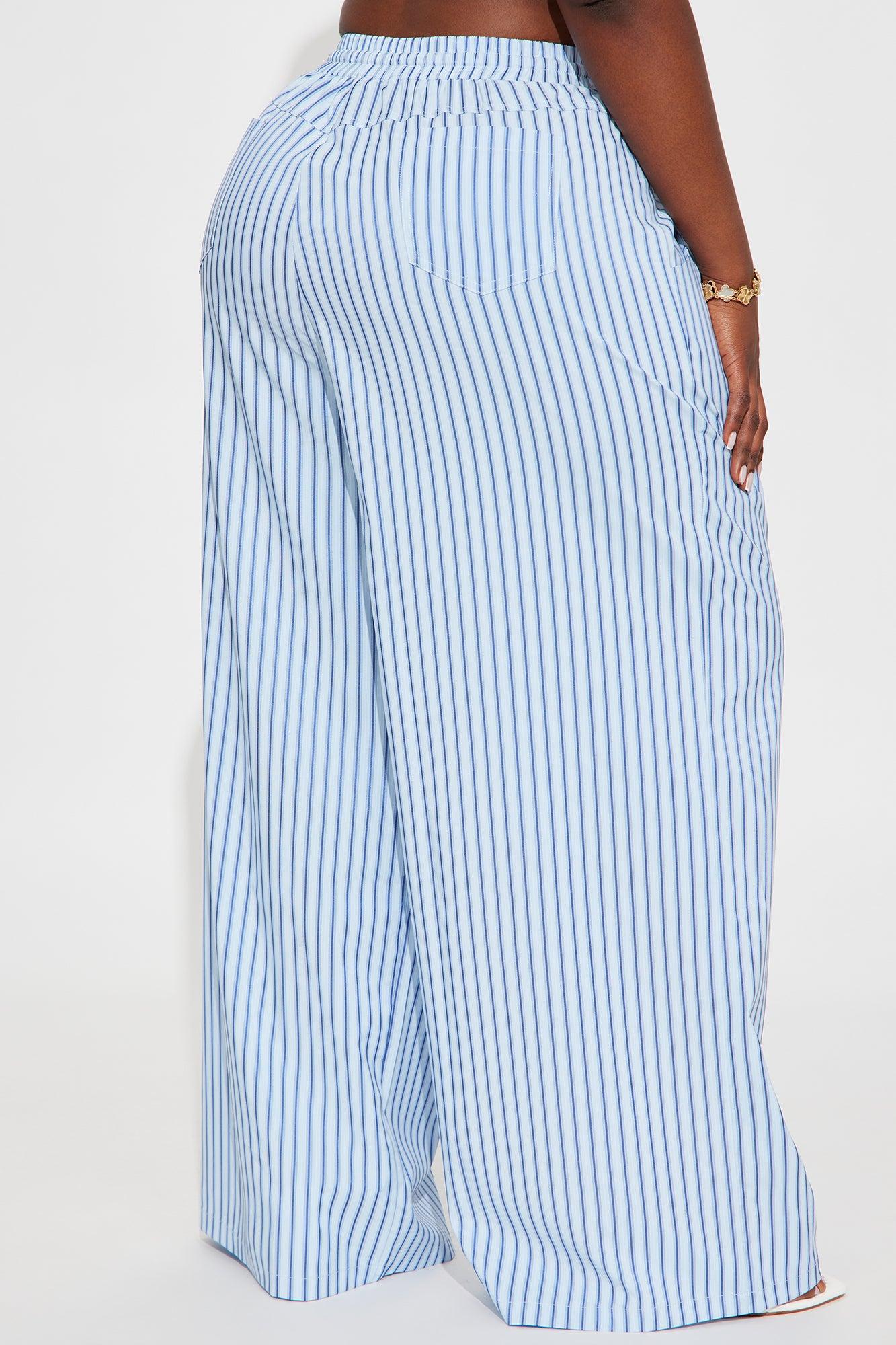 Timothy Striped Wide Leg Pant - Light Blue Product Image