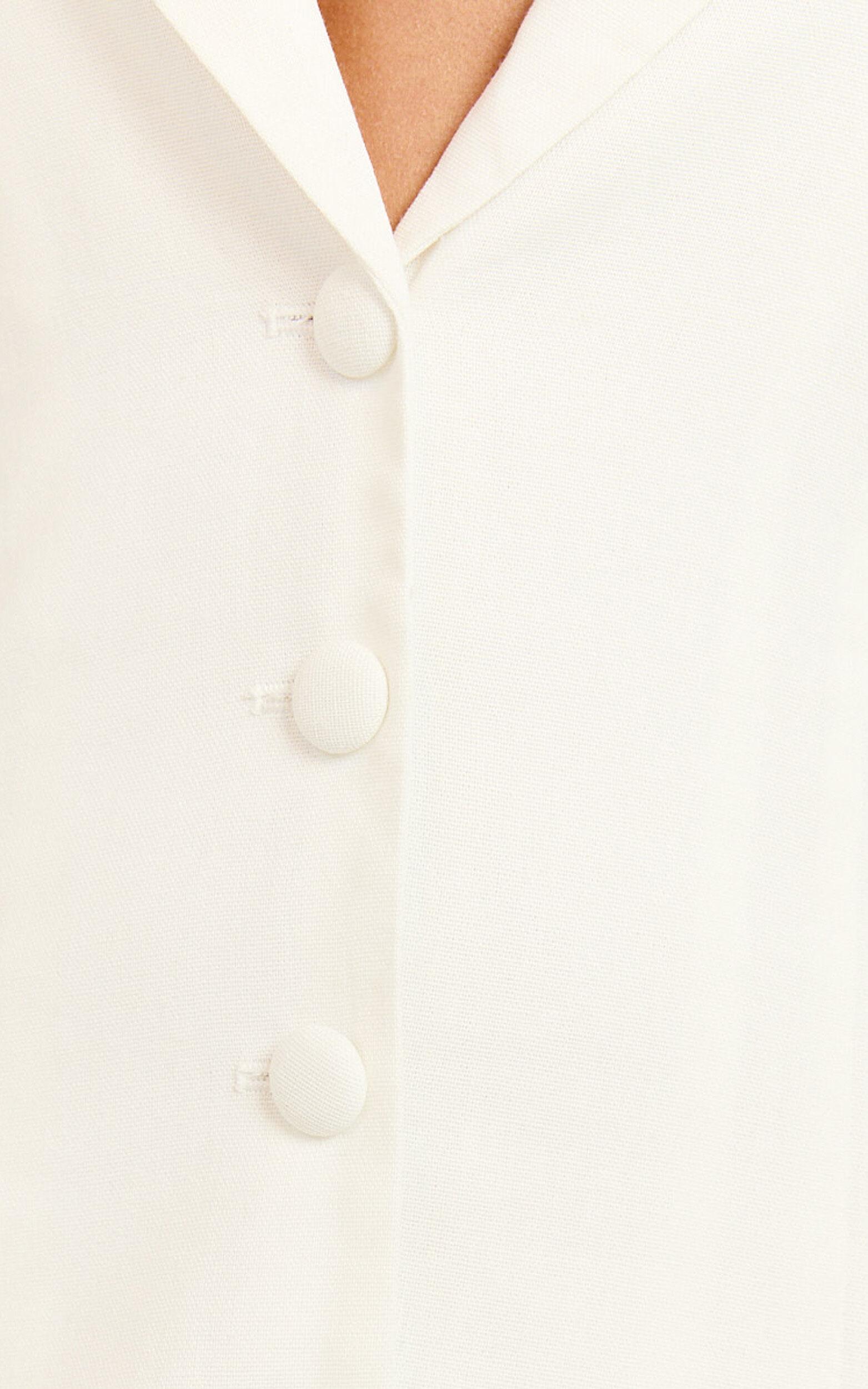 Sammie Mini Dress - Backless Halter Neck Linen Dress in Off White Product Image