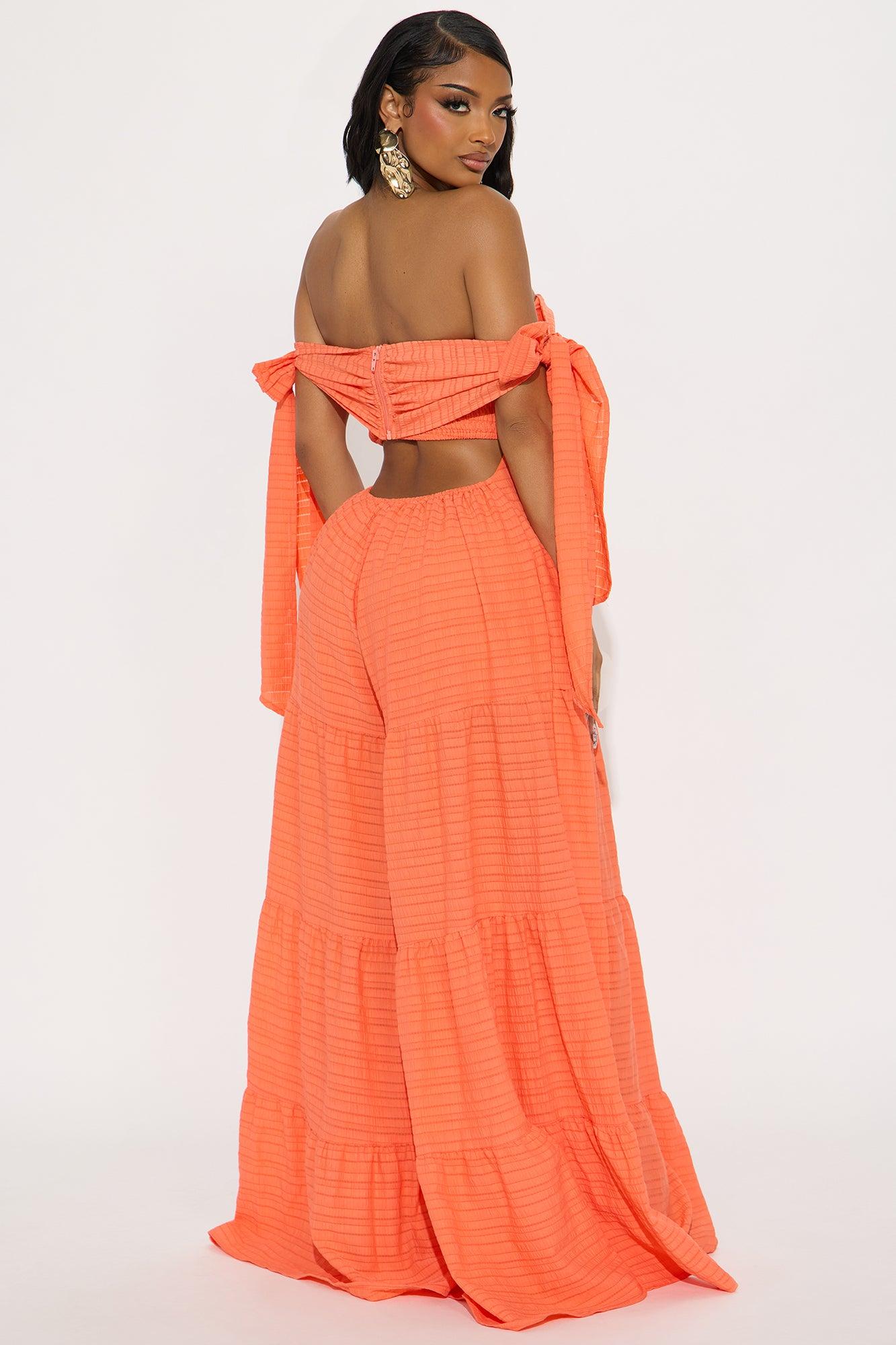 Montego Bay Off Shoulder Jumpsuit - Orange Product Image