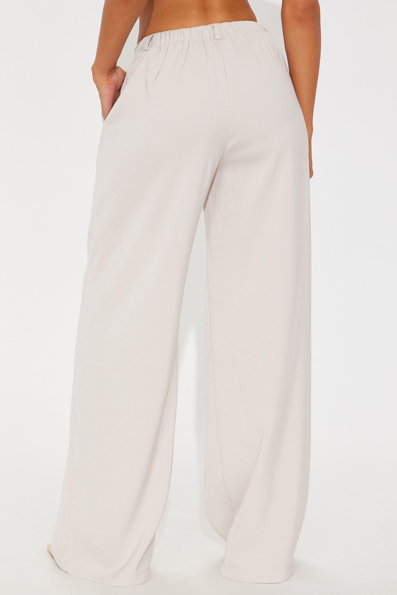 Yessica Wide Leg Twill Trouser - Taupe Female Product Image