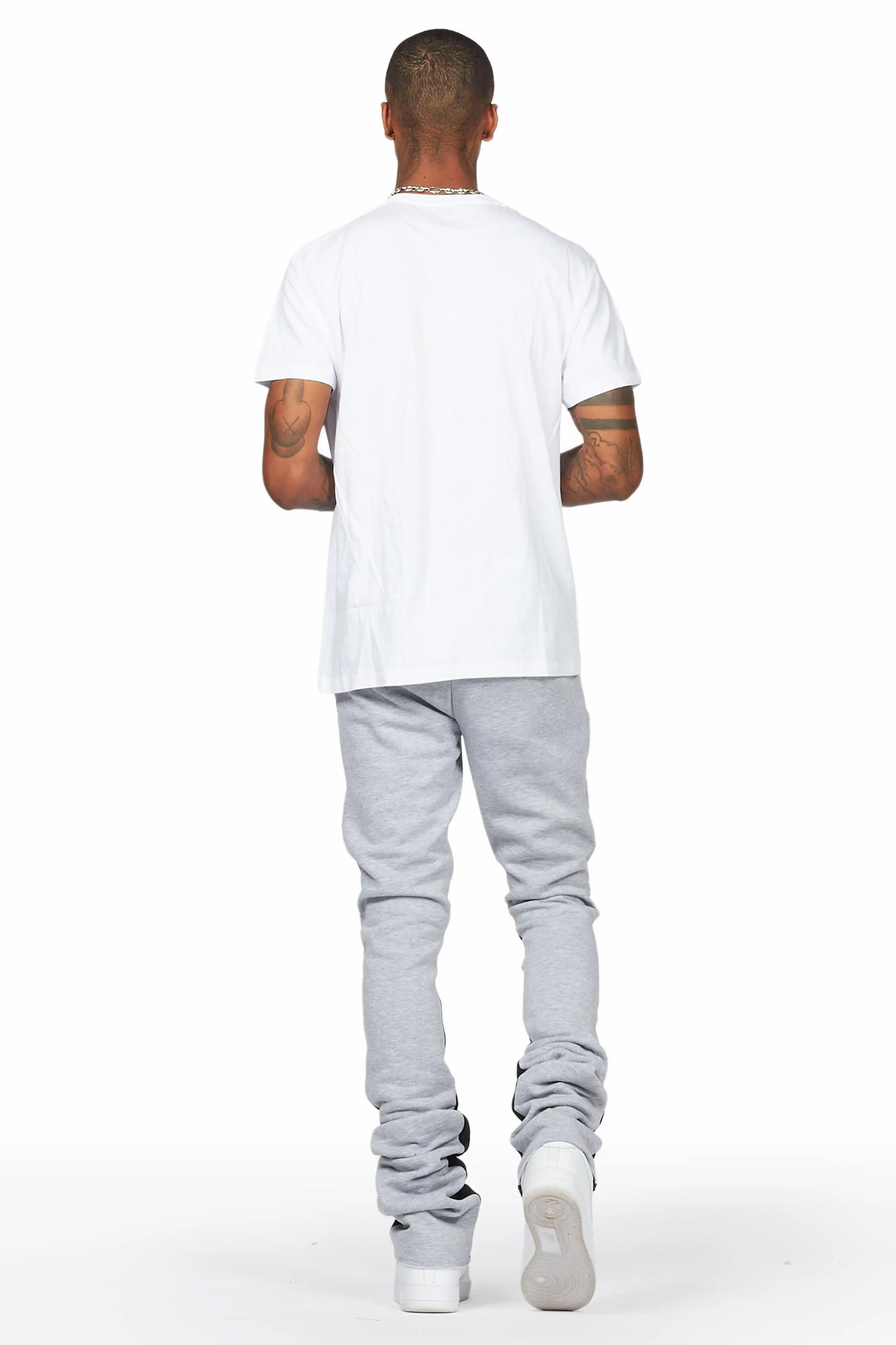 Sana Heather Grey T-Shirt/Stacked Track Pant Set Male Product Image
