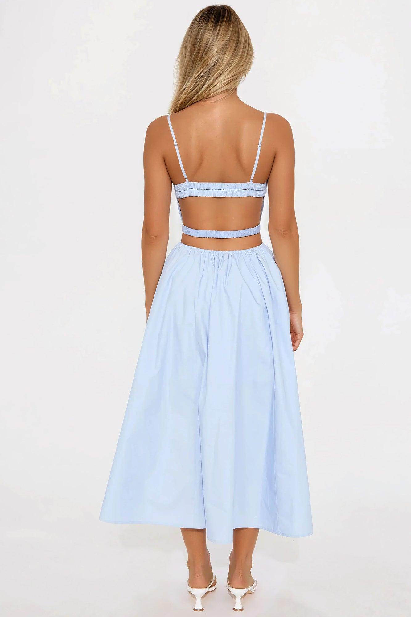 Everyday Effortless Poplin Midi Dress - Blue Product Image