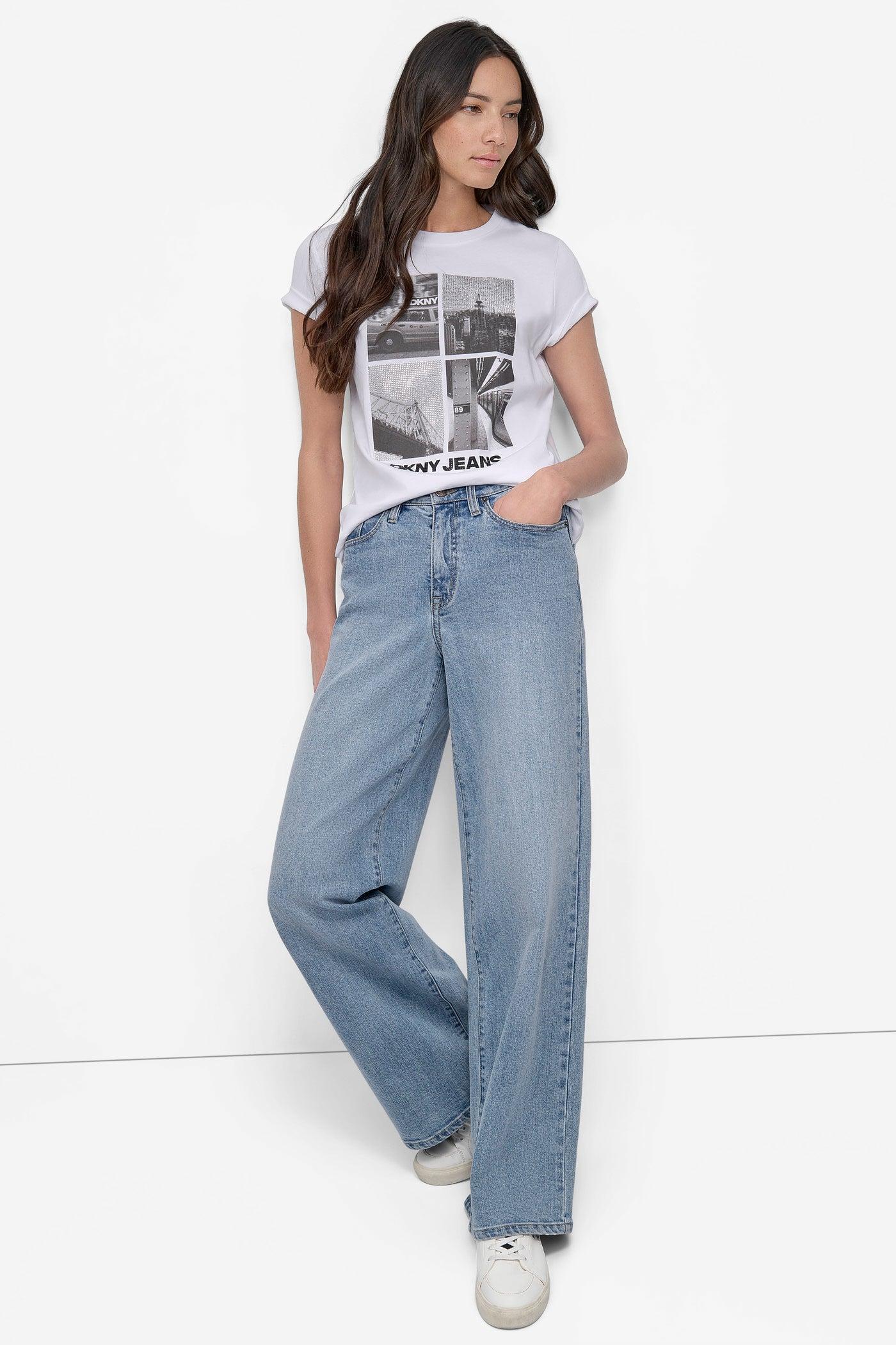 CRYSTAL EMBELLISHED CITYSCAPE GRAPHIC TEE Product Image