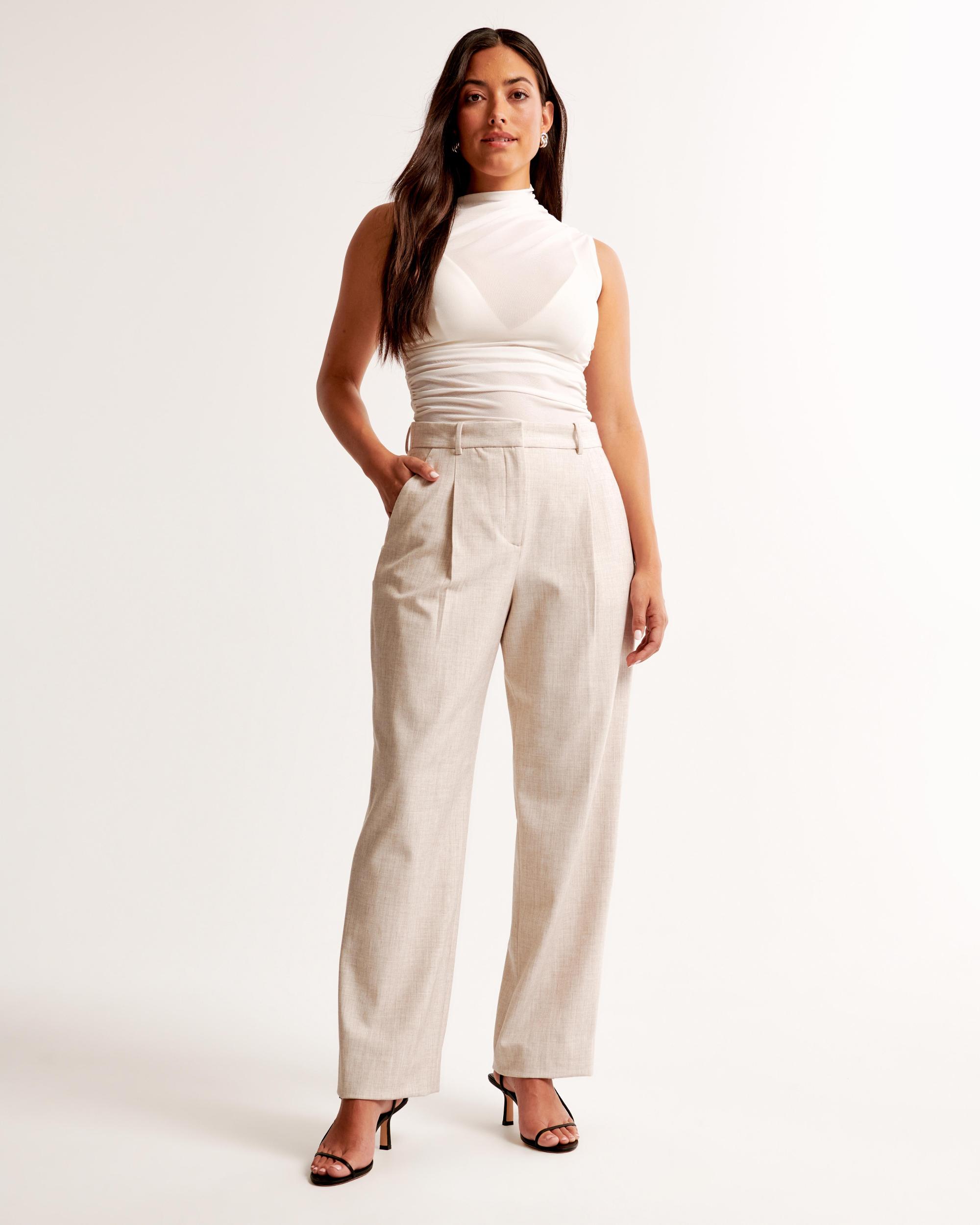 Curve Love A&F Quinn Tailored Straight Pant Product Image