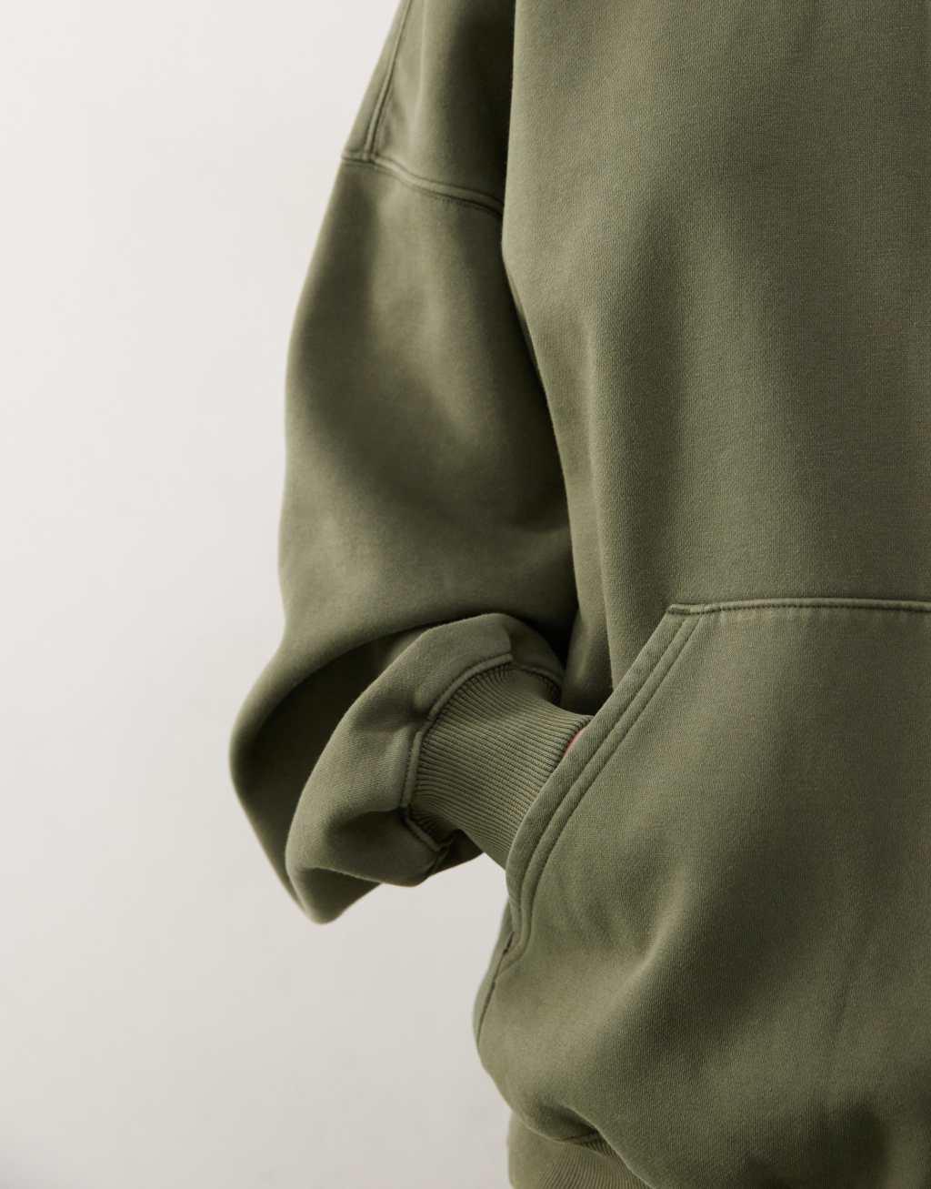 Weekday Tony oversized heavyweight jersey hoodie in olive Product Image