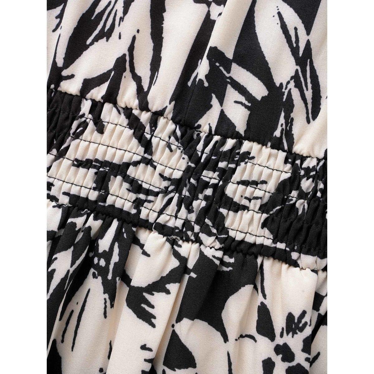 Plus Size Silhouette Floral Print Tie Knot Gathered Dress WhiteSmoke Women Elegant Tie knot V-neck Long Sleeve Curvy BloomChic 10/M Product Image