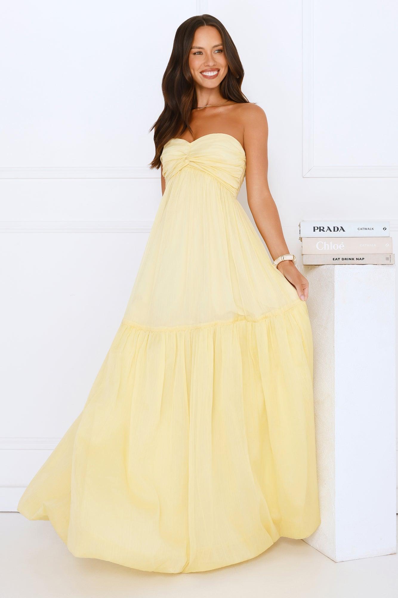 Unforgettable Style Strapless Maxi Dress Yellow Product Image