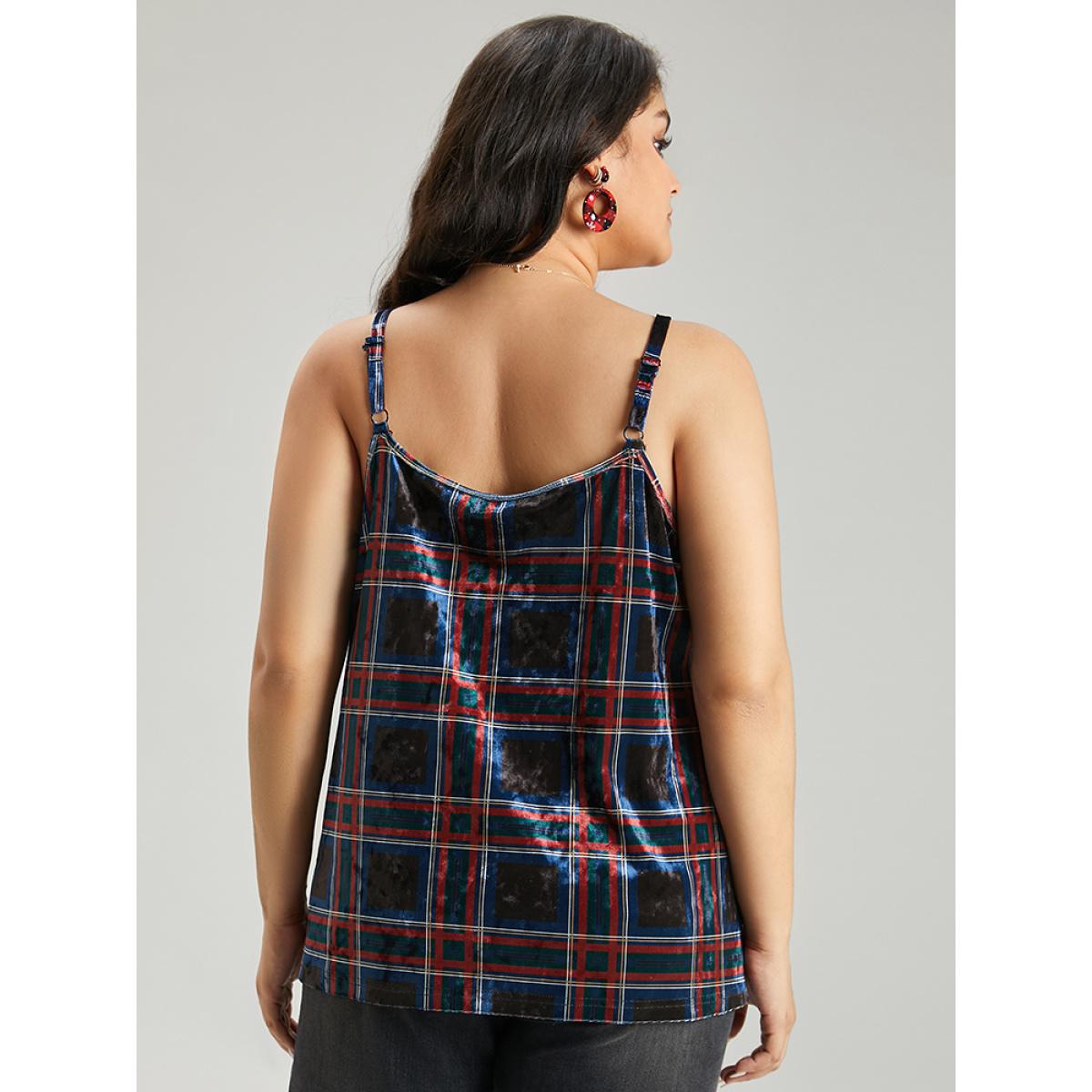 Plus Size Plaid Print Adjustable Straps Cami Top Women Multicolor Casual Adjustable Straps Spaghetti Strap Festival-Christmas Tank Tops Camis BloomChic 26/4X Product Image