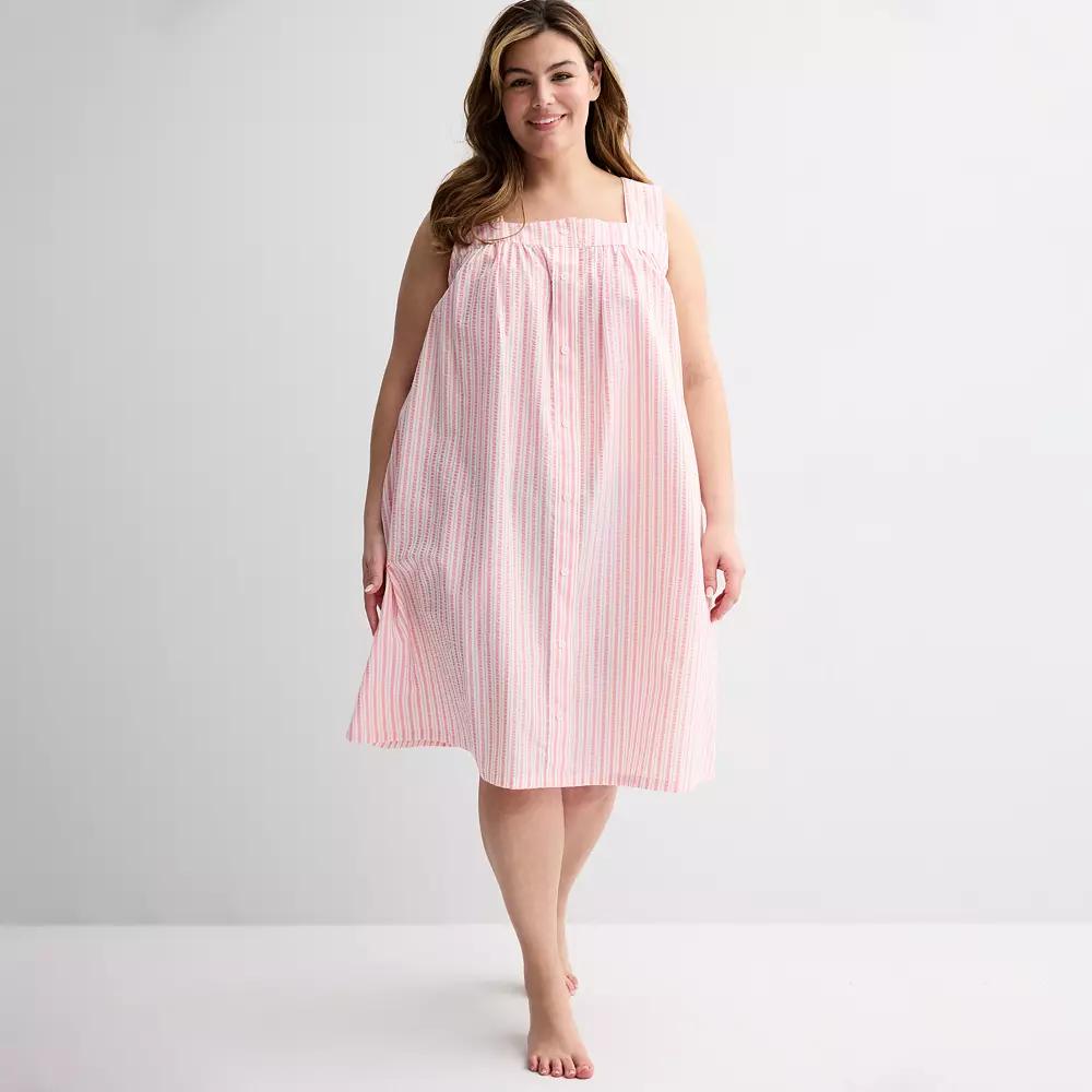 Plus Size Croft & Barrow® Woven Nightgown, Women's, Size: 1XL, Moroco Pk Product Image