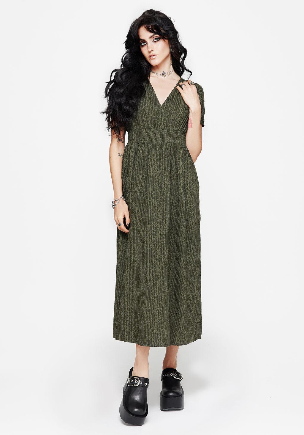 Francesca Dragon Printed Wrap Over Midaxi Dress Product Image