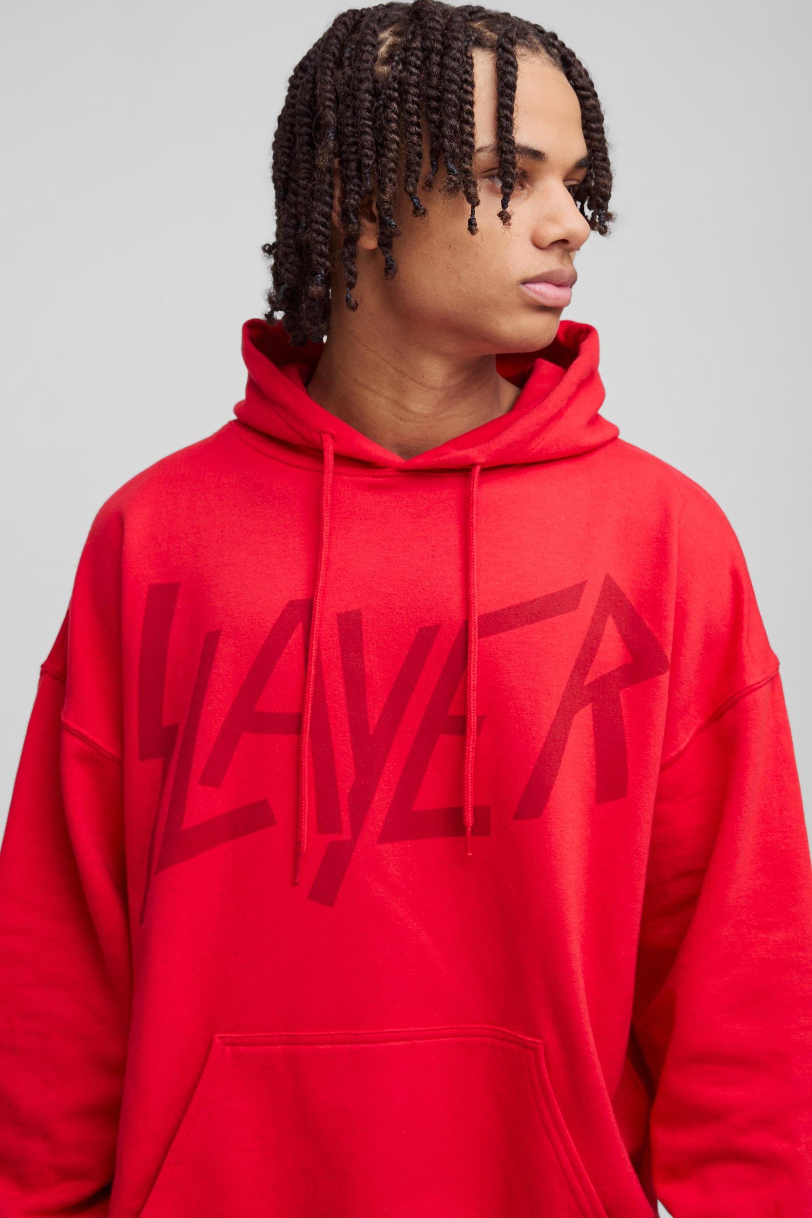 Oversized Slayer License Print Hoodie | boohooMAN USA Product Image