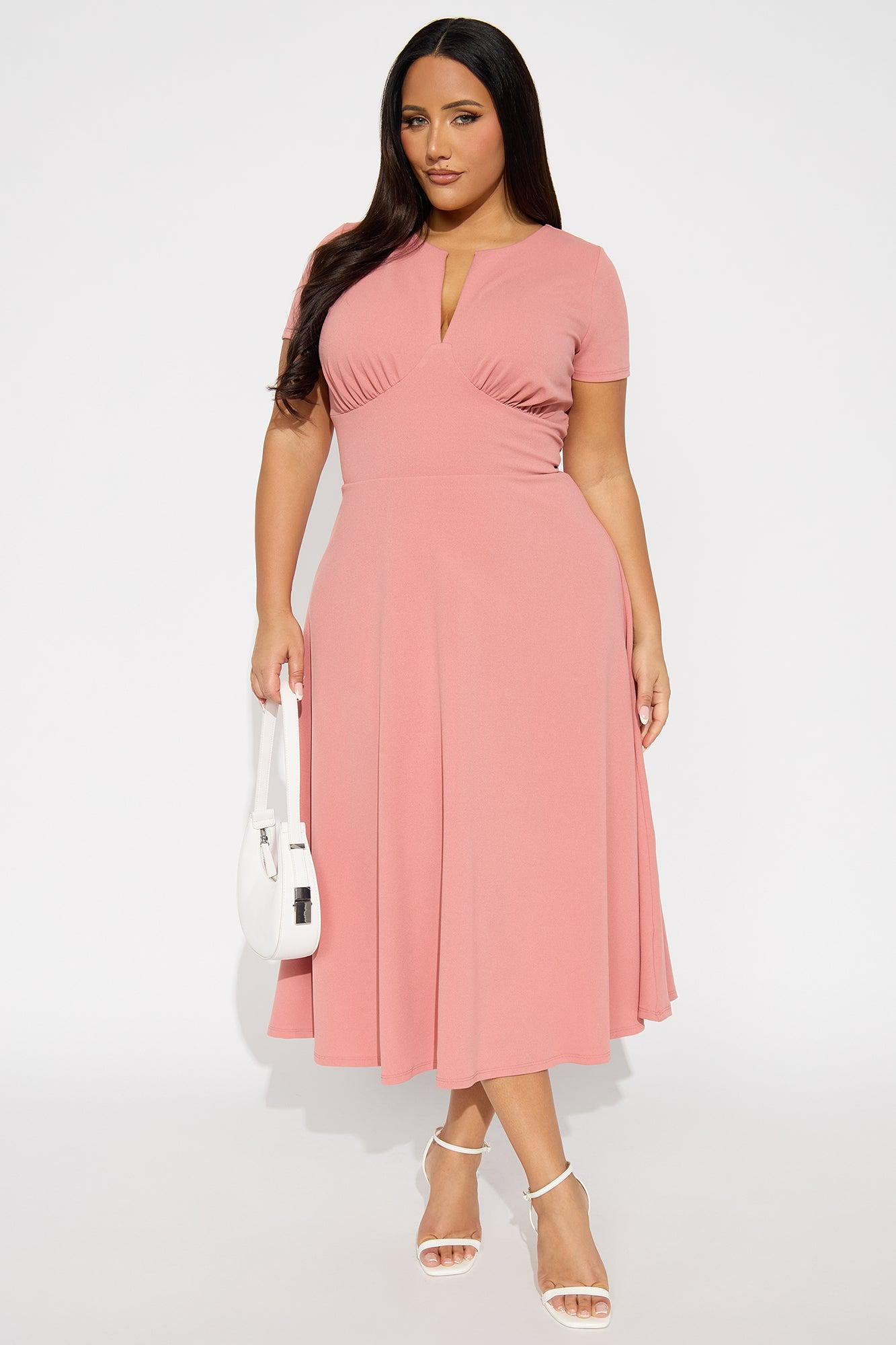 Charolette Short Sleeve Midi Dress - Mauve Female Product Image
