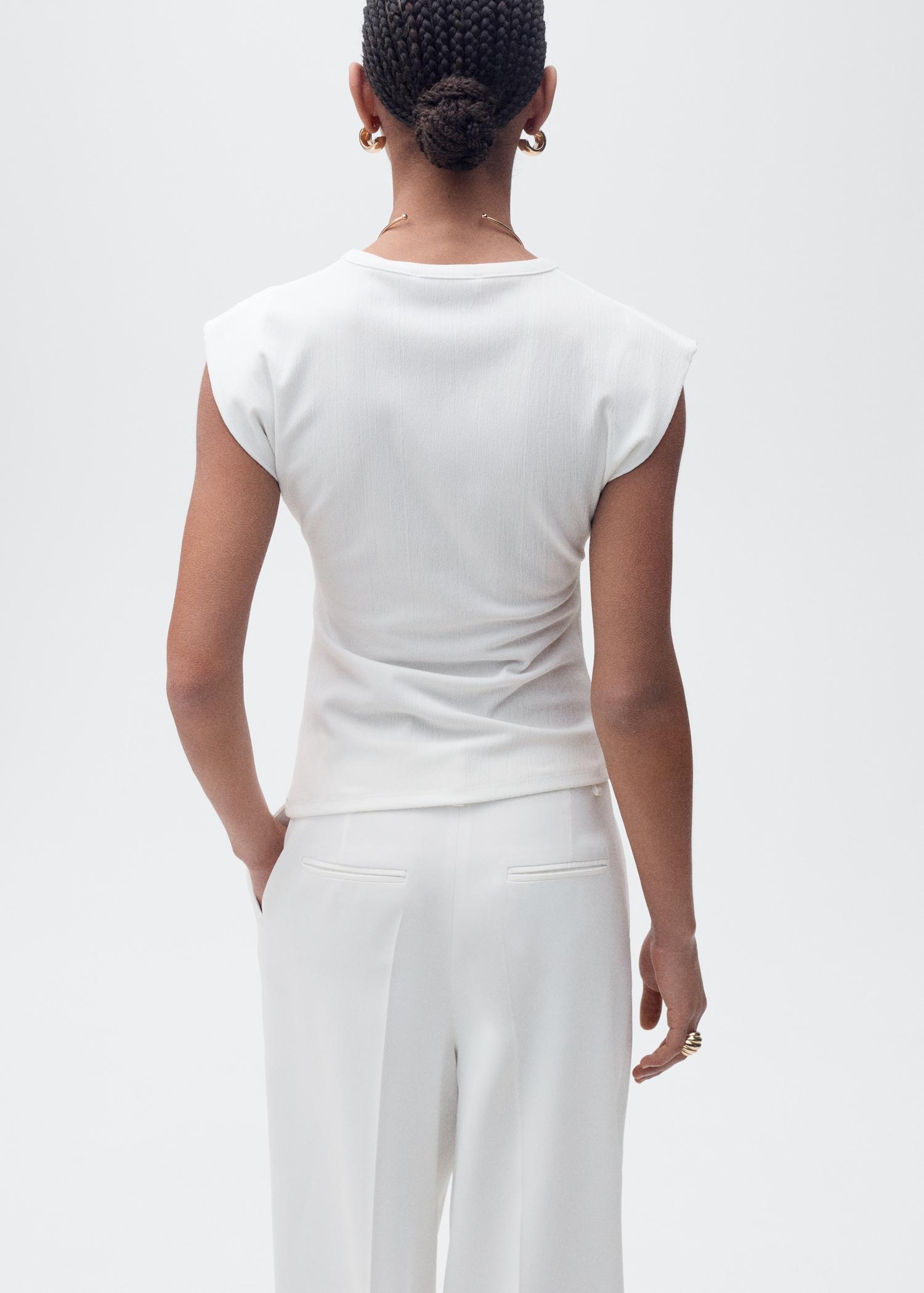 Draped sleeveless t-shirt - Women | MANGO USA Product Image