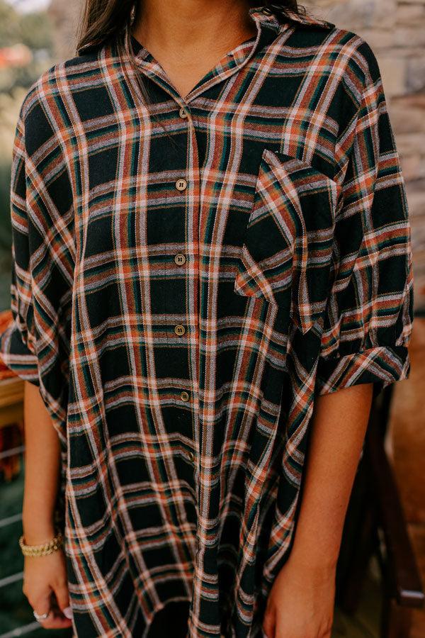 Comfy Glam Flannel Tunic in Black Product Image