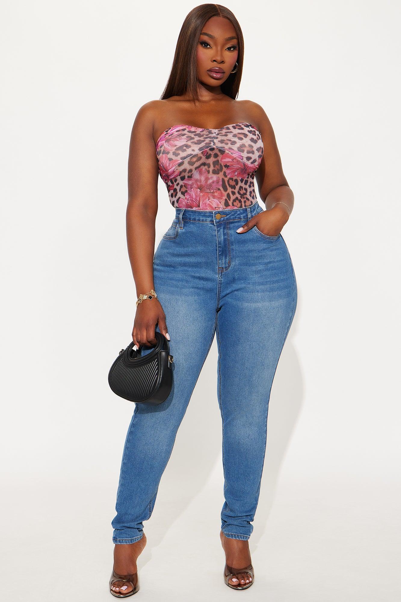 Catwalk Leopard Strapless Mesh Bodysuit - Leopard Female Product Image