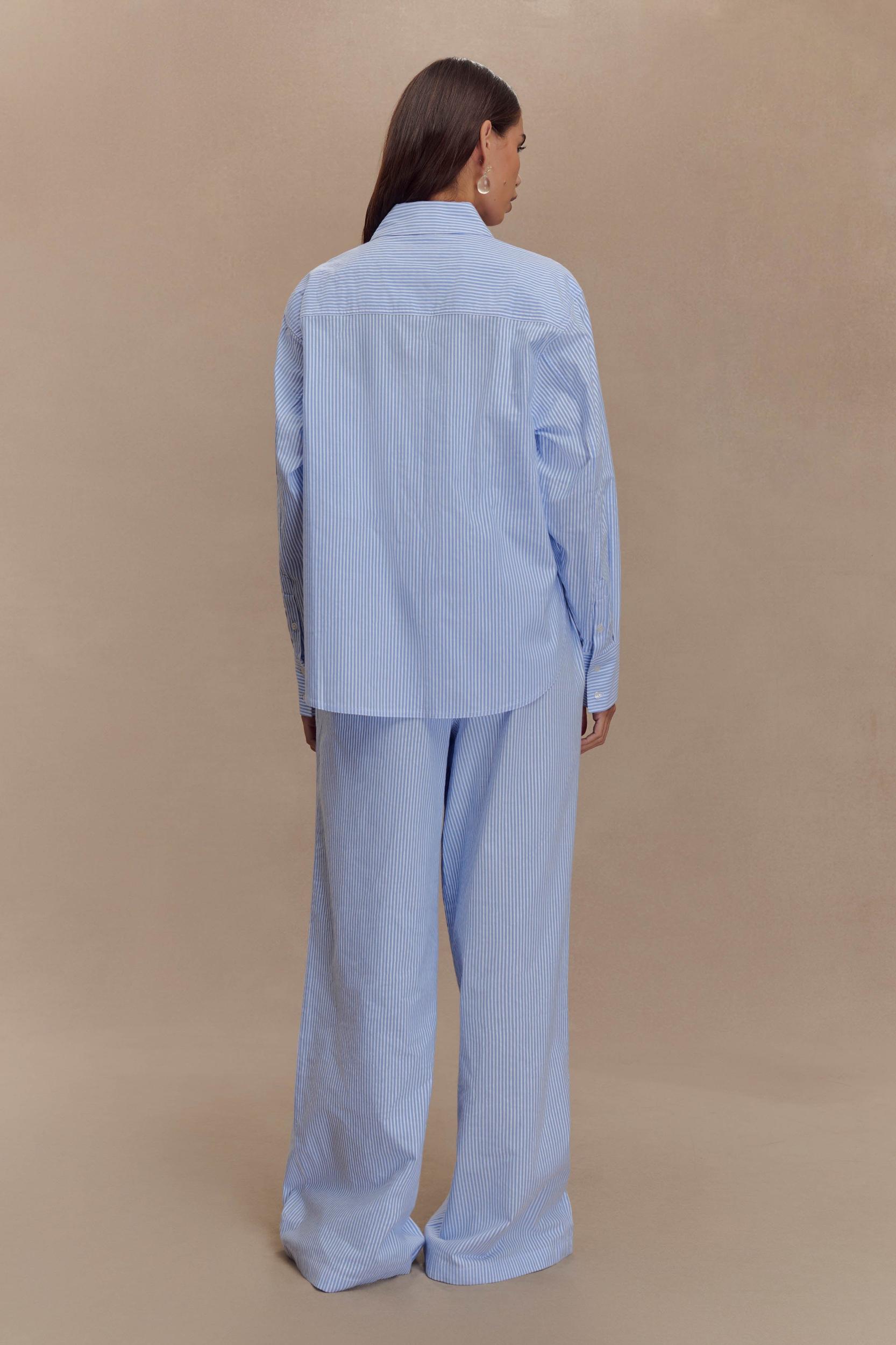 Hansen Oversized Shirt - Blue Pinstripe Product Image