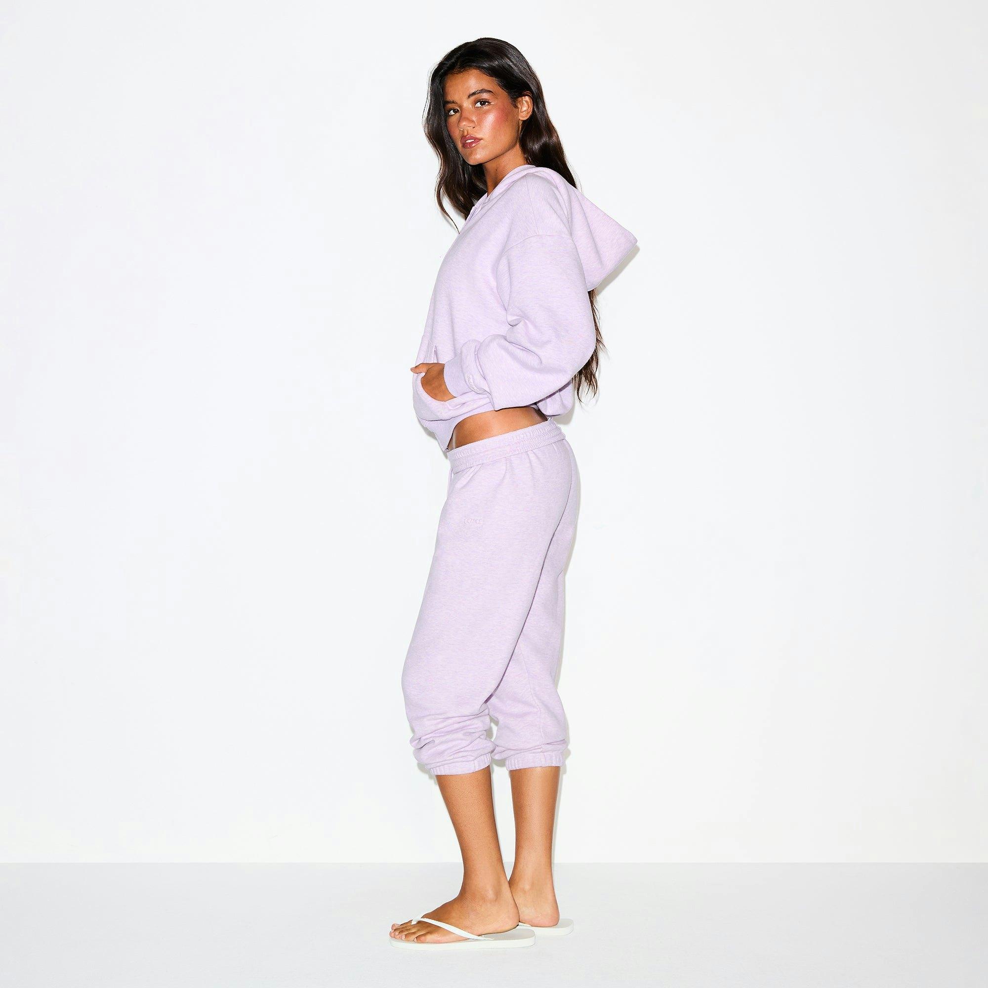 COTTON FLEECE FOLDOVER MINI SKIRT | PURPLE HEATHER Product Image
