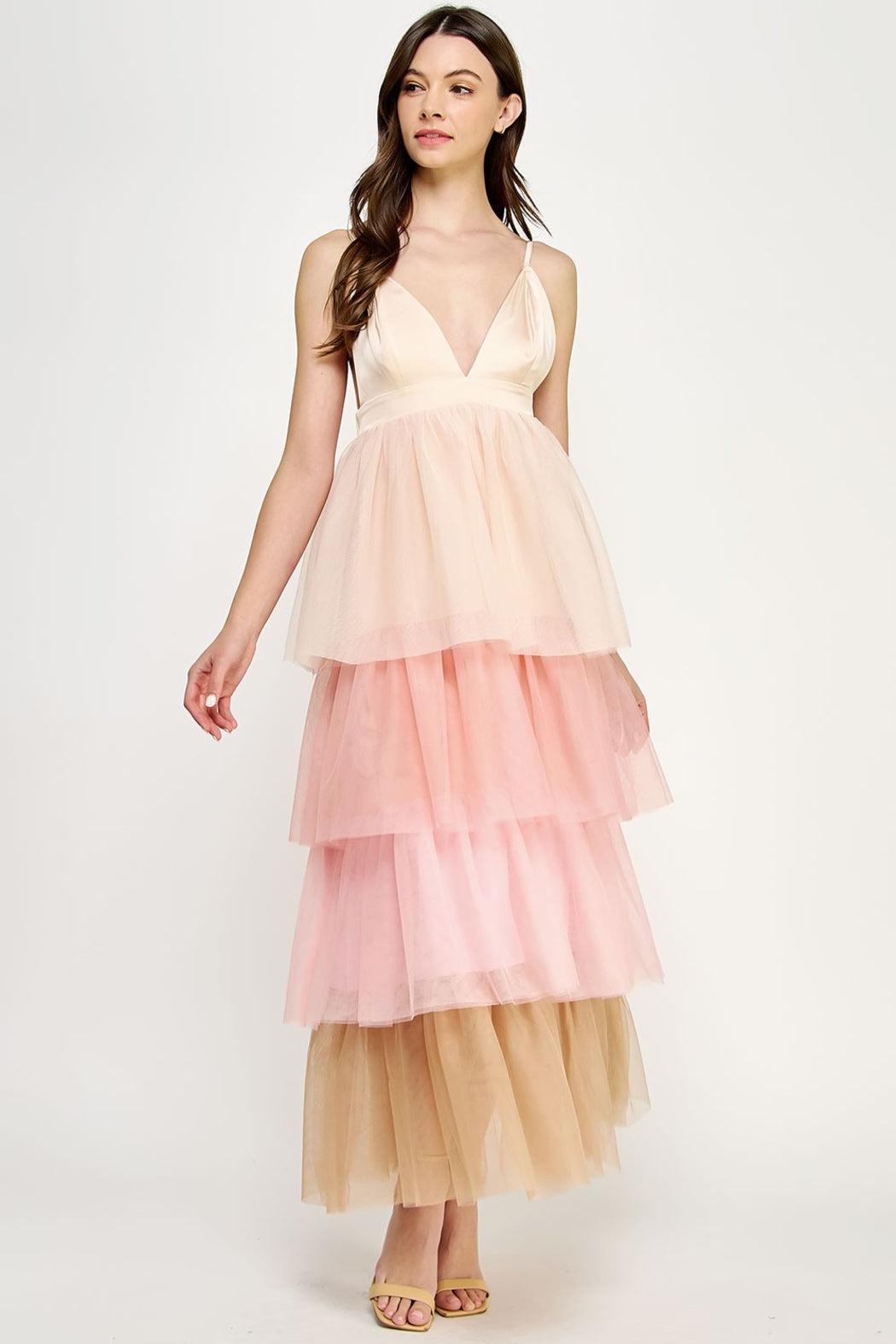 Tiered Tulle Maxi Dress Product Image