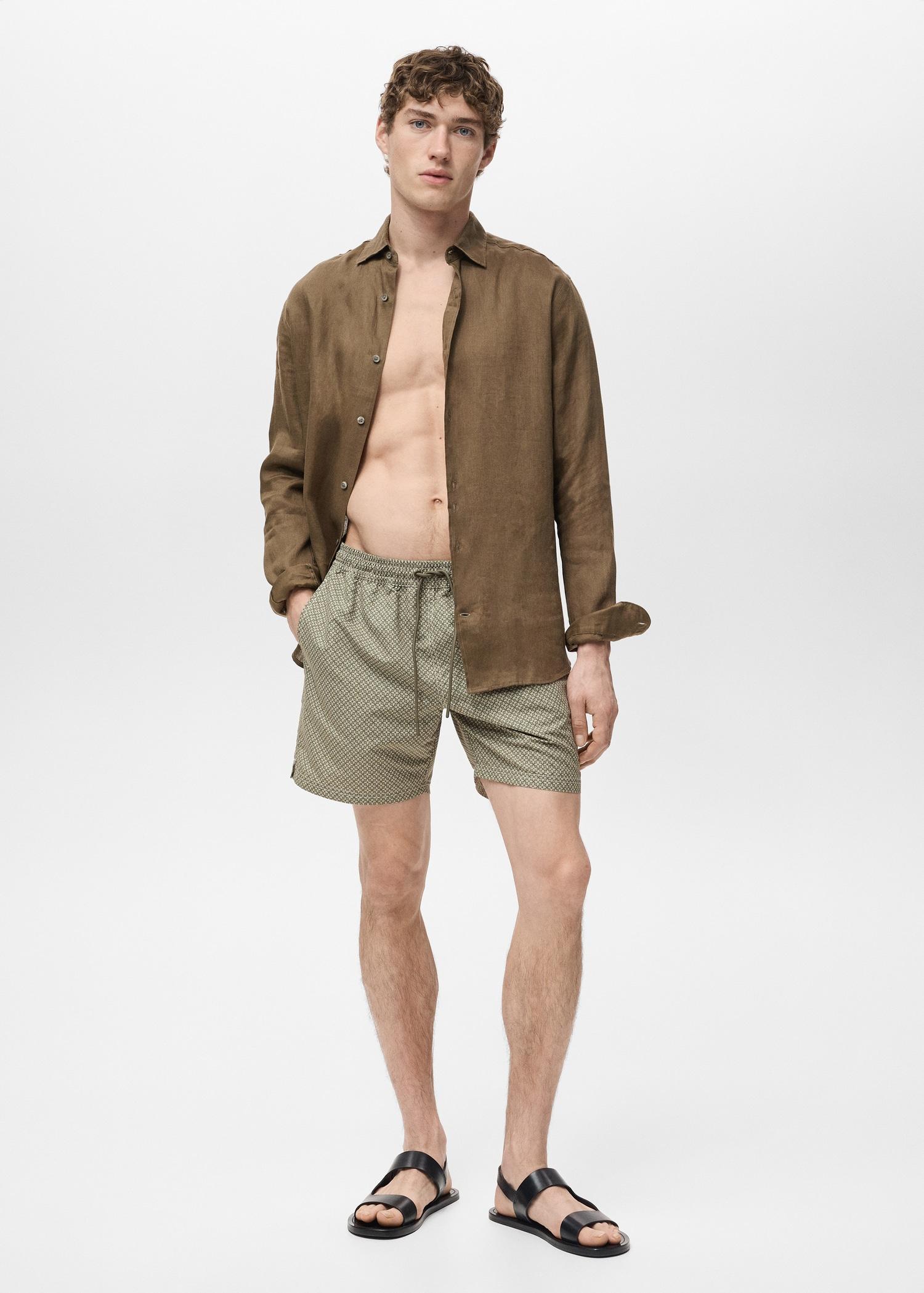 Geometric-print swimsuit - Men | MANGO USA Product Image