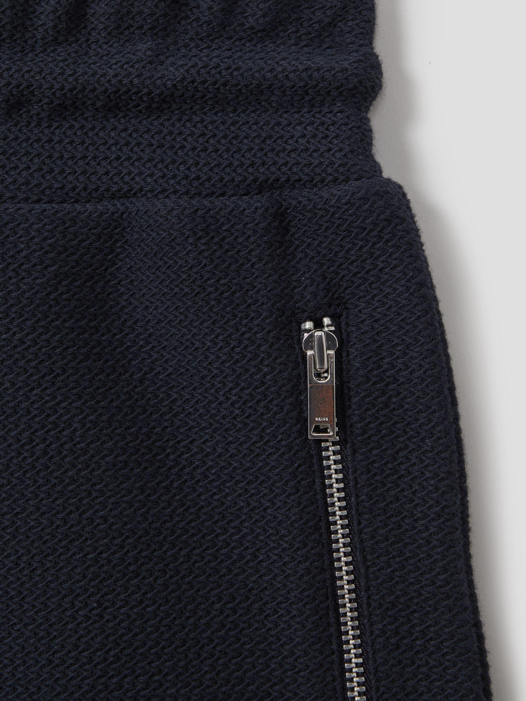 Textured Cotton Drawstring Shorts in Navy Product Image