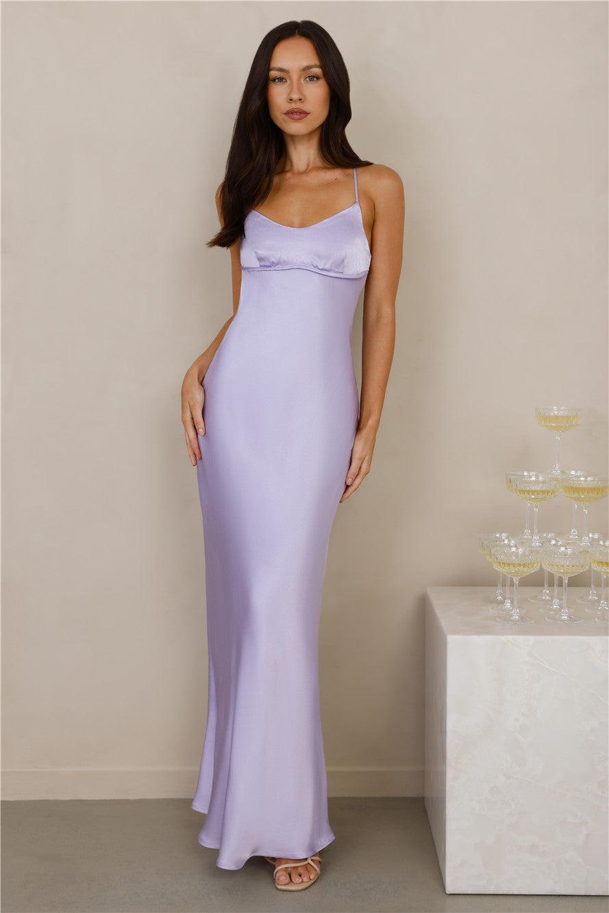 The Samara Satin Maxi Dress Lilac Product Image