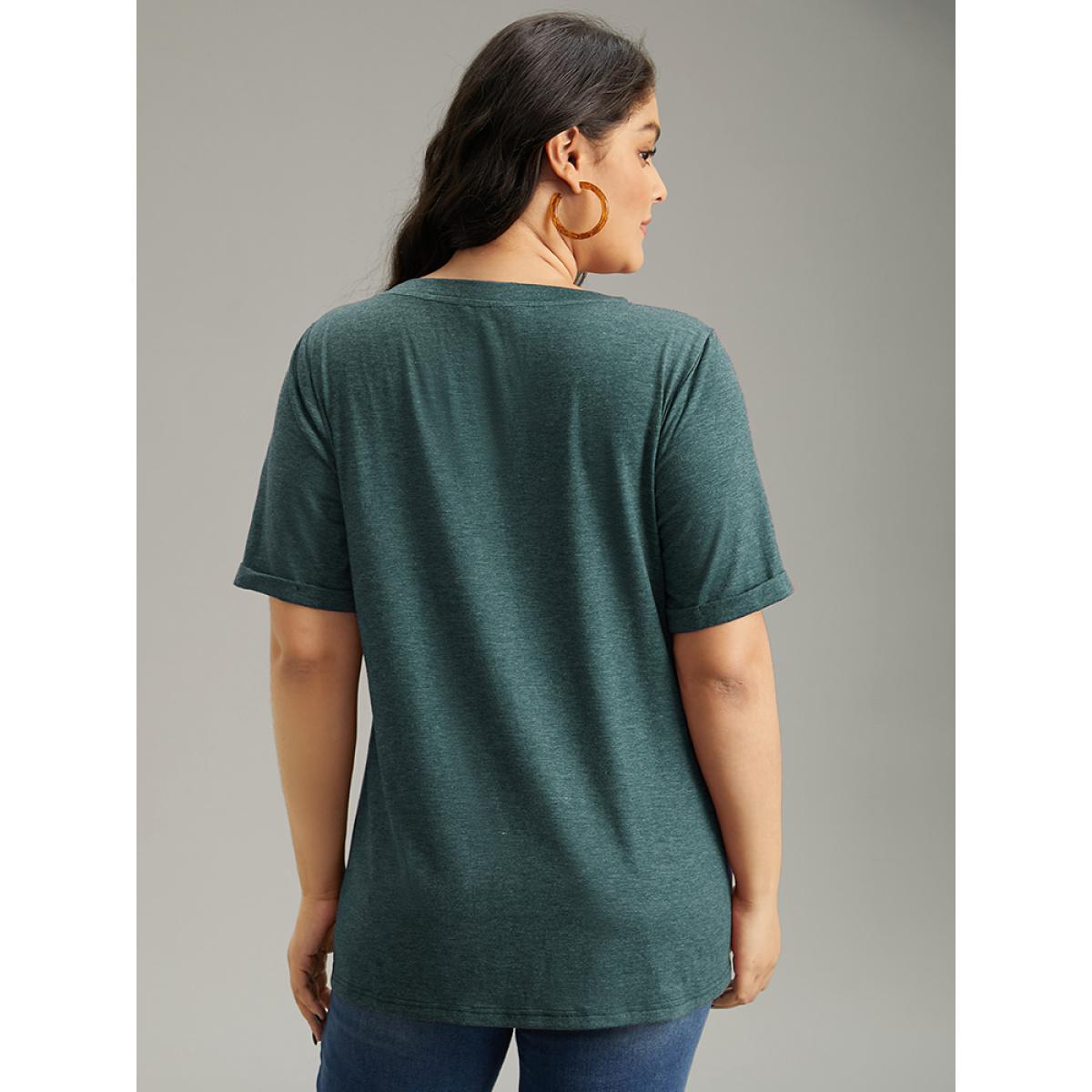 Plus Size Pumpkin Print Round Neck T-shirt Green Women Casual Printed Art&design Dailywear T-shirts BloomChic 14-16/1X Product Image