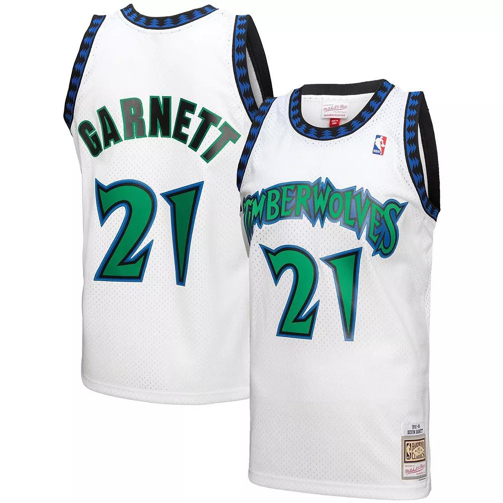 Men's Mitchell & Ness Kevin Garnett White Minnesota Timberwolves 1997-98 Hardwood Classics Reload 3.0 Swingman Jersey, Size: Small Product Image