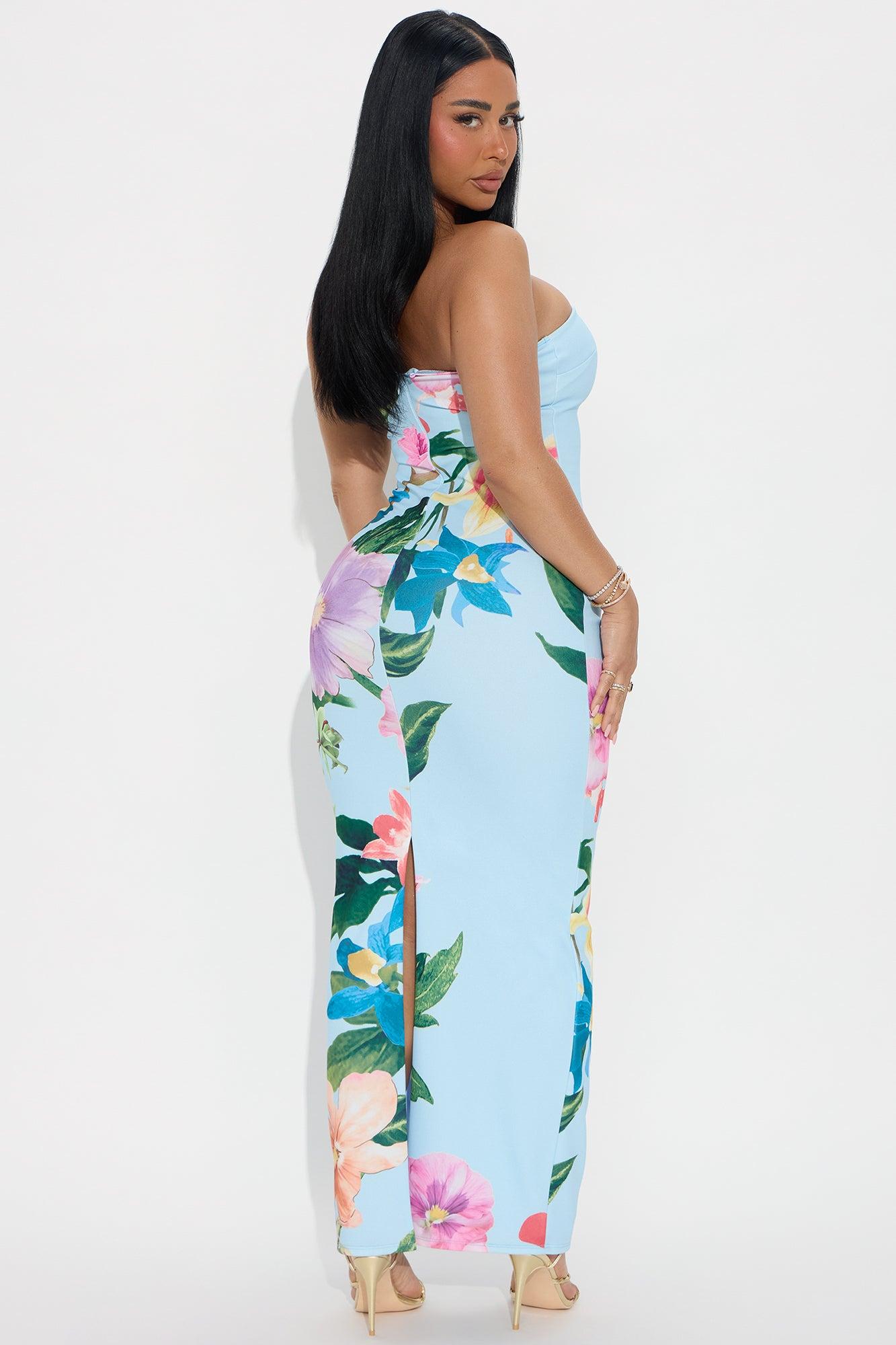 Pretty Petals Tube Maxi Dress - Blue/combo Female Product Image