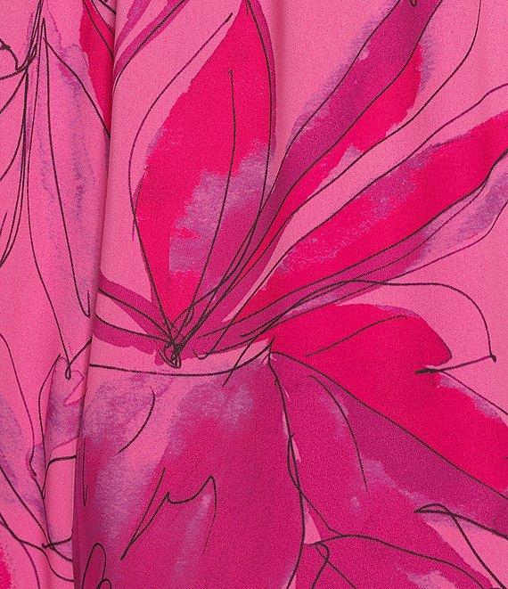 Caroline Rose Flower Splash Print Elastic Waist Side Leg Pants Product Image