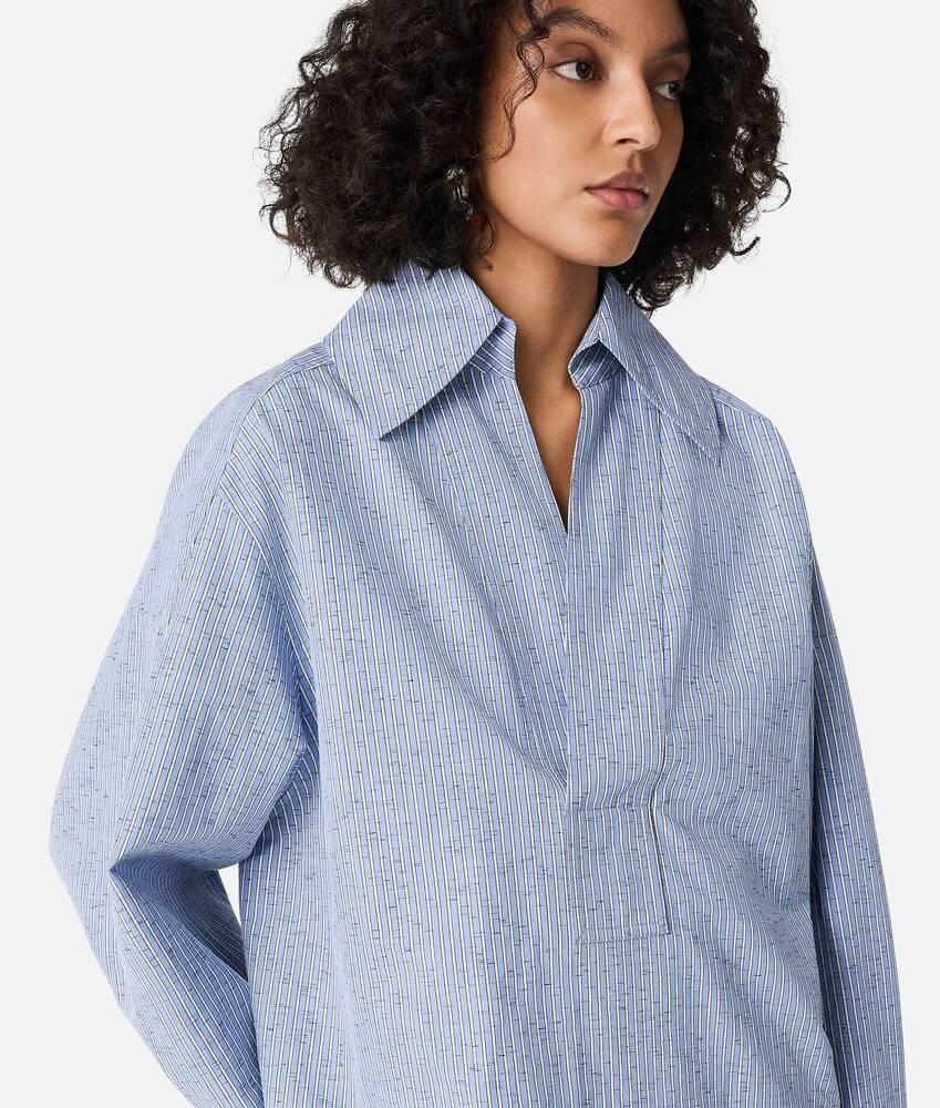 Women's Cotton And Linen Stripe Shirt in Blue/white Product Image