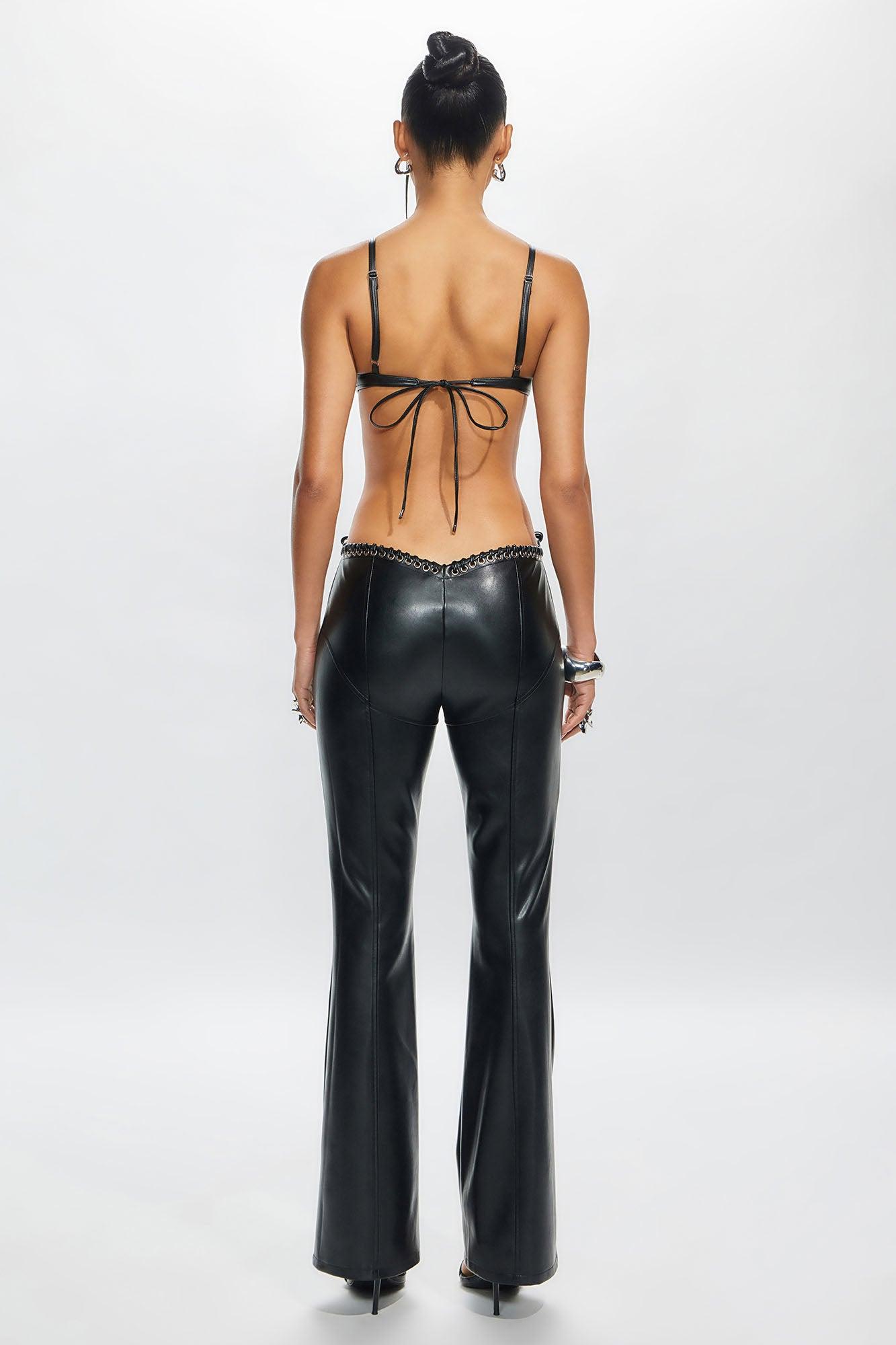 Vivienne Faux Leather Lace Up Pant - Black Product Image