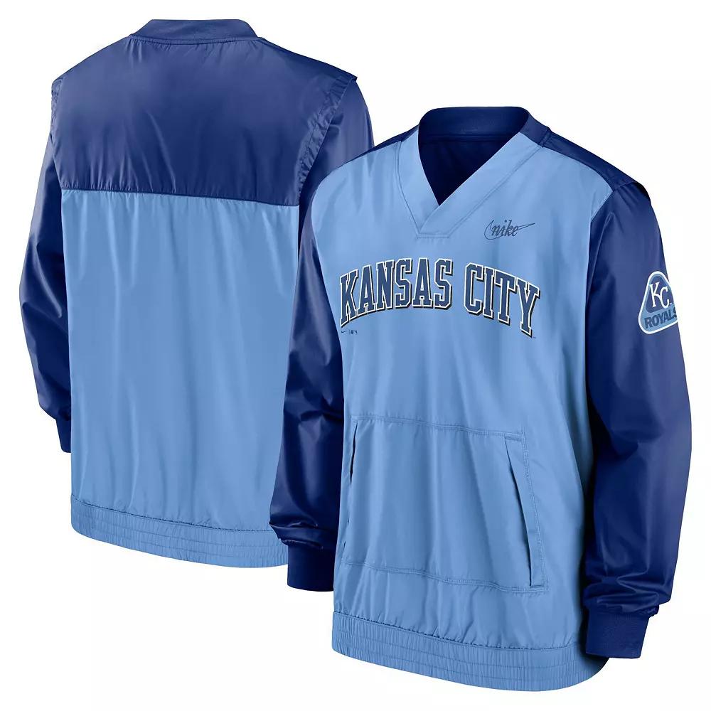 Men's Nike Light Blue/Royal Kansas City Royals Cooperstown Collection V-Neck Pullover, Size: Medium Product Image