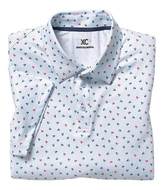 Johnston & Murphy XC4 Skull Print Performance Short Sleeve Polo Shirt Product Image