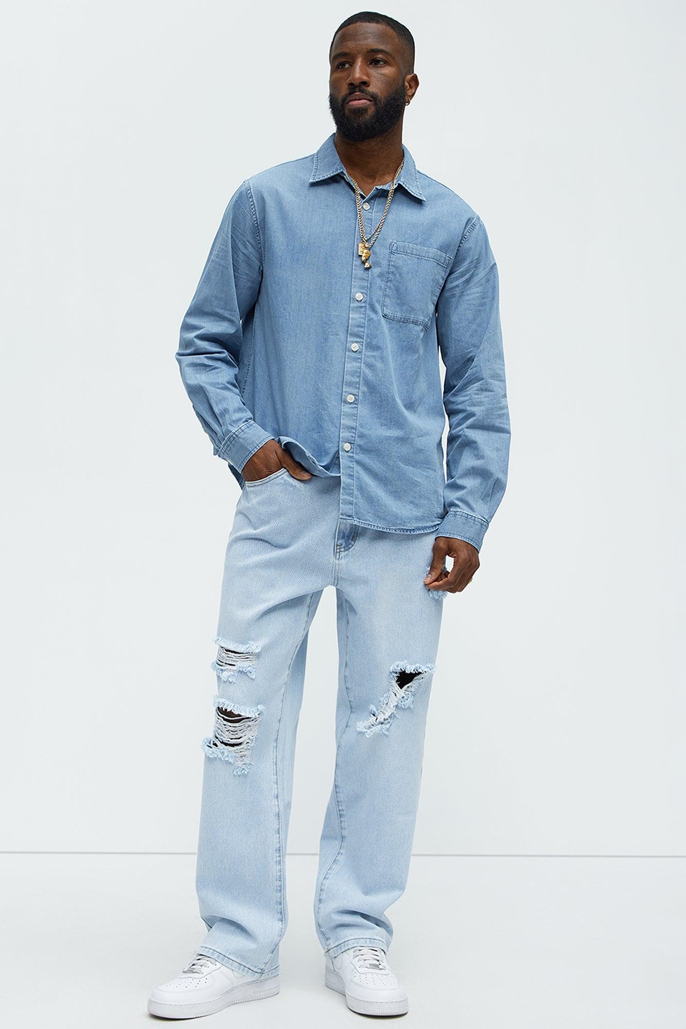 Chambray Long Sleeve Shirt - Medium Wash Product Image
