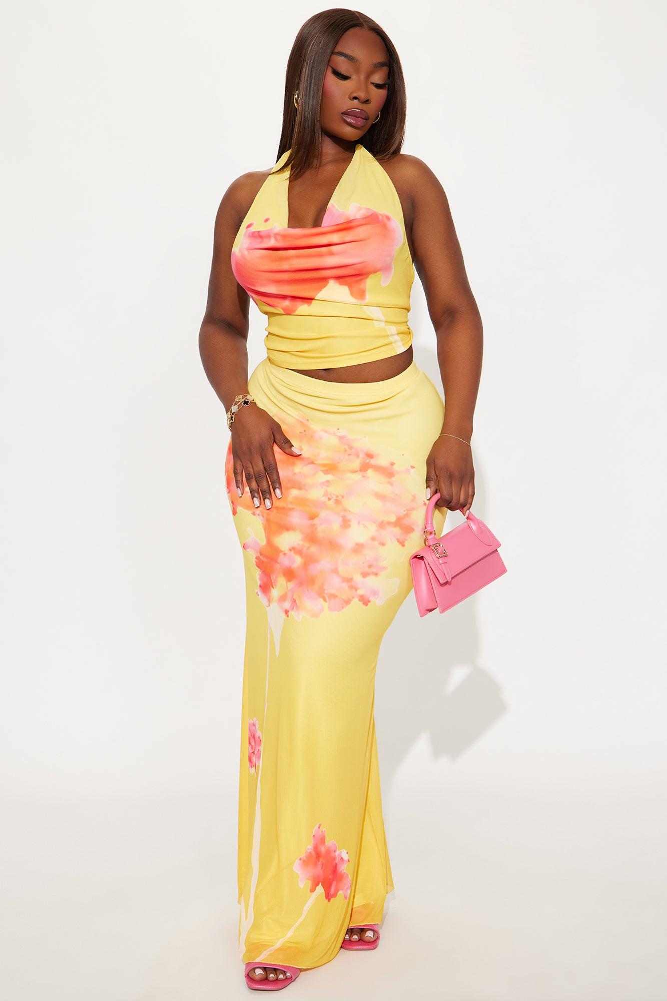 Sunburst Beauty Mesh Skirt Set - Yellow/combo Product Image
