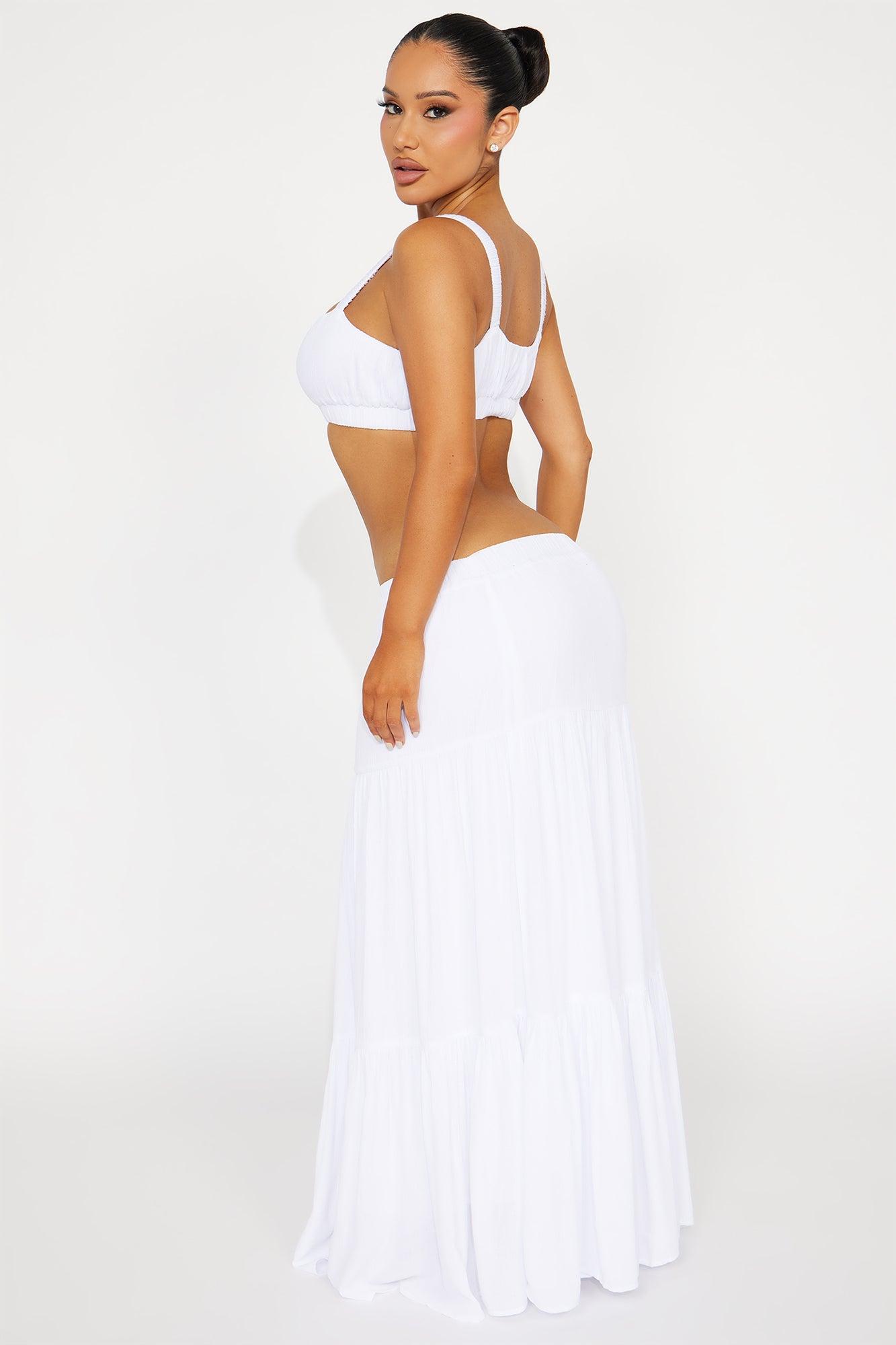 Sunset Stroll Gauze Skirt Set - White Product Image