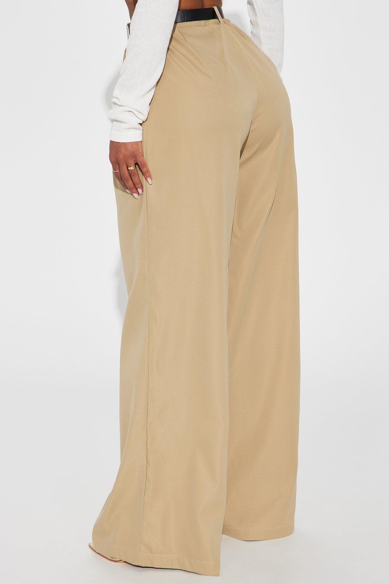 Business Casual Belted Trouser - Khaki Product Image