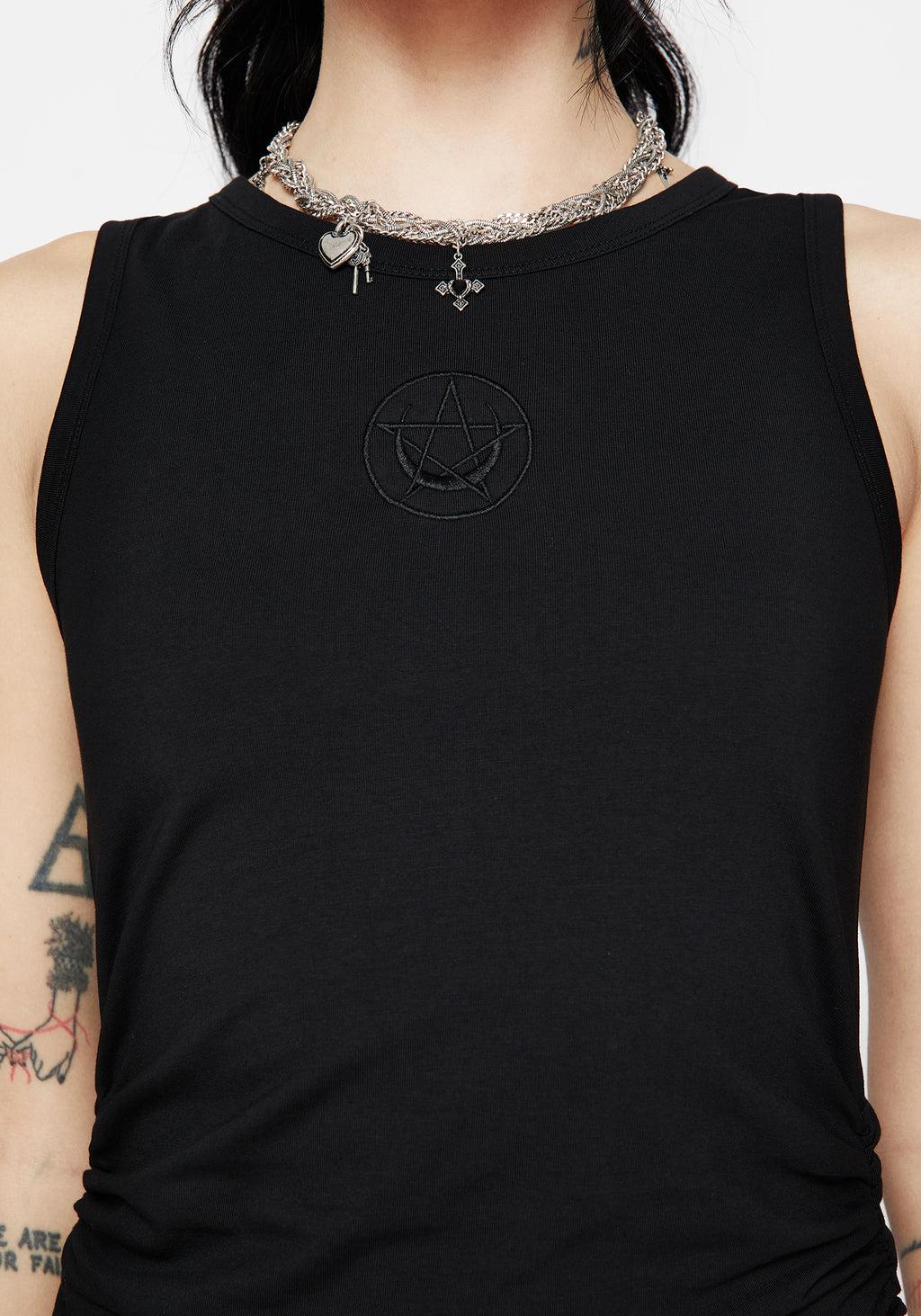 Fright Cotton Pentagram Embroidered Maxi Dress Product Image