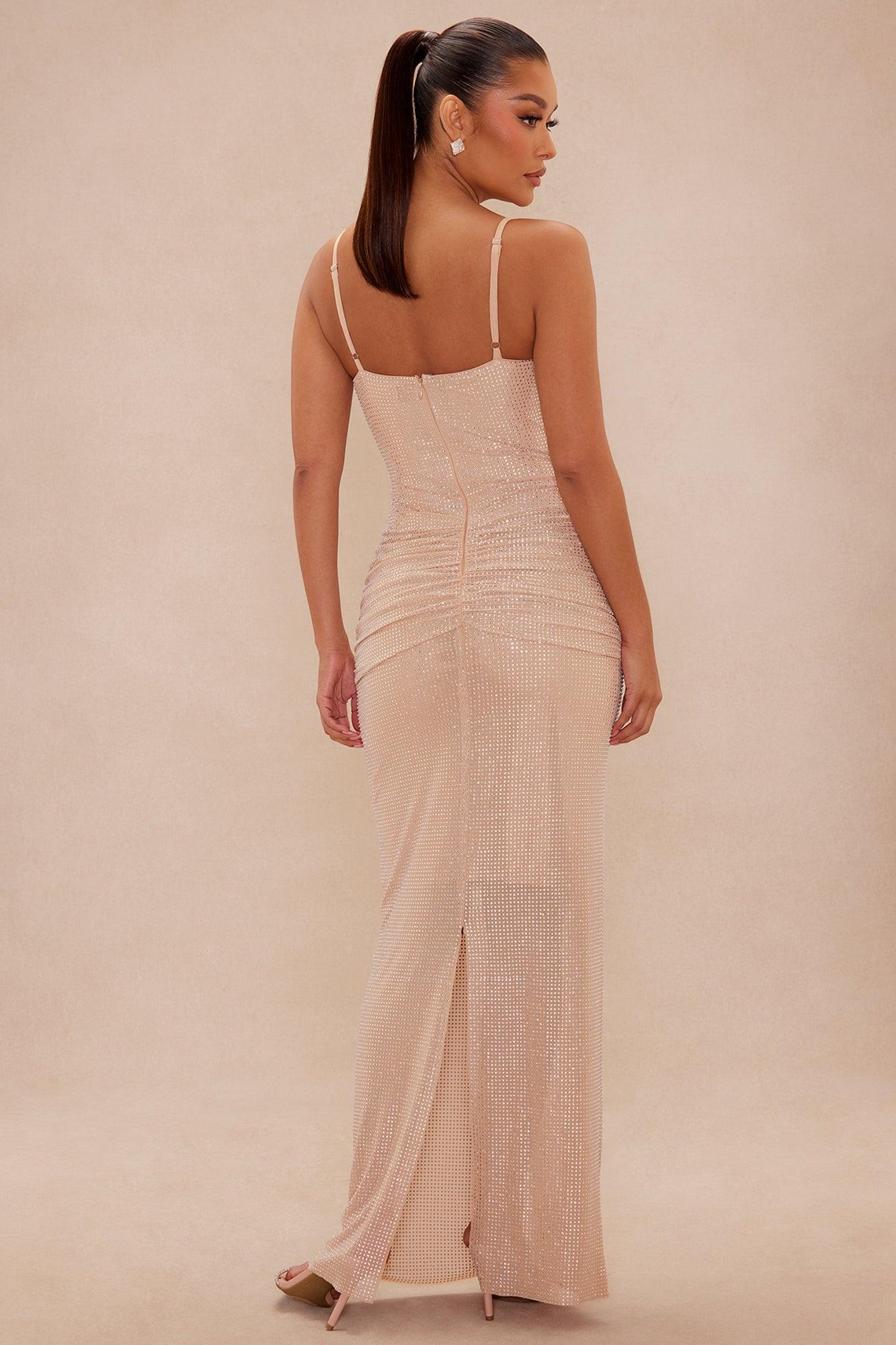 Kendall Rhinestone Maxi Dress - Nude Female Product Image