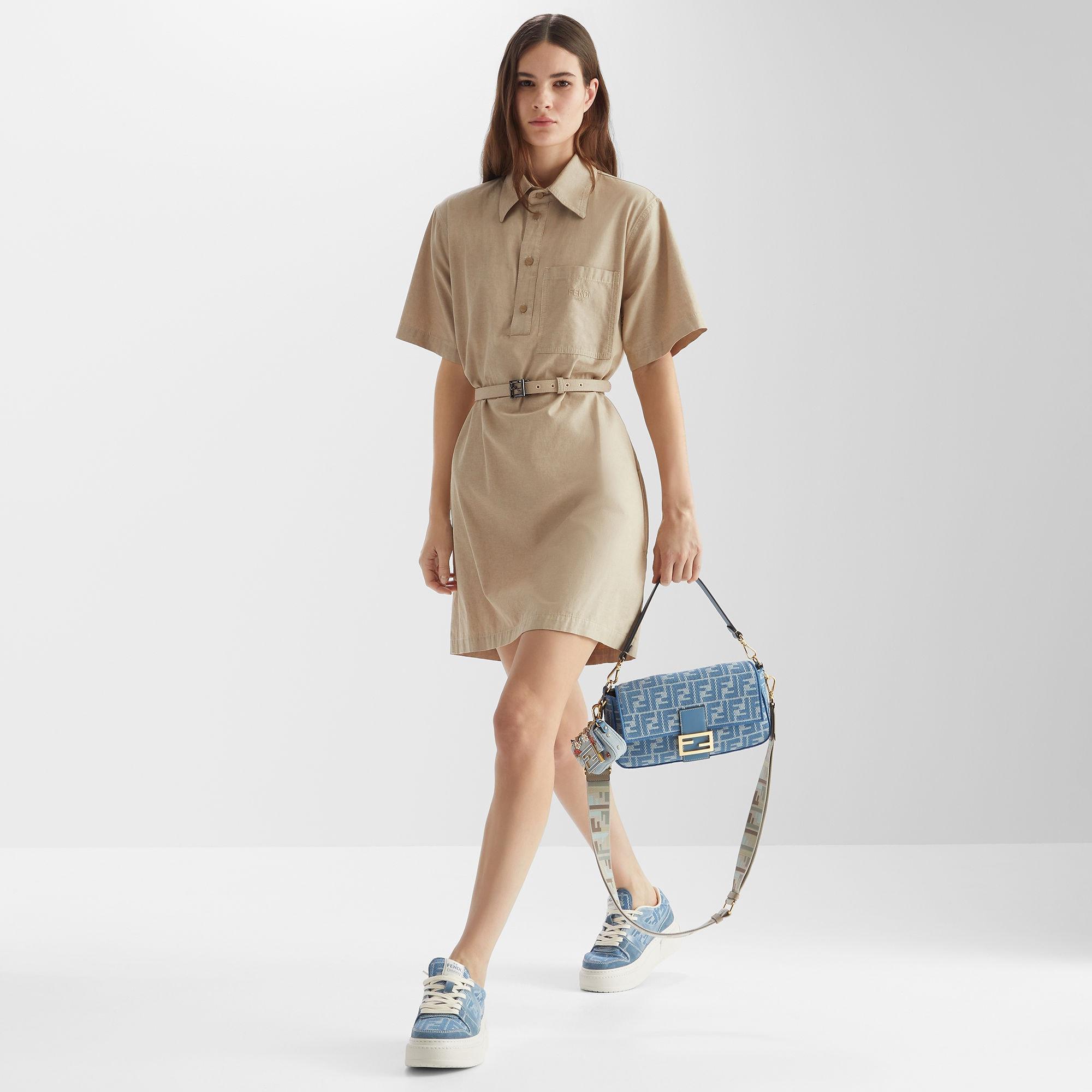 BaguetteBlue denim-effect FF jacquard bag Product Image