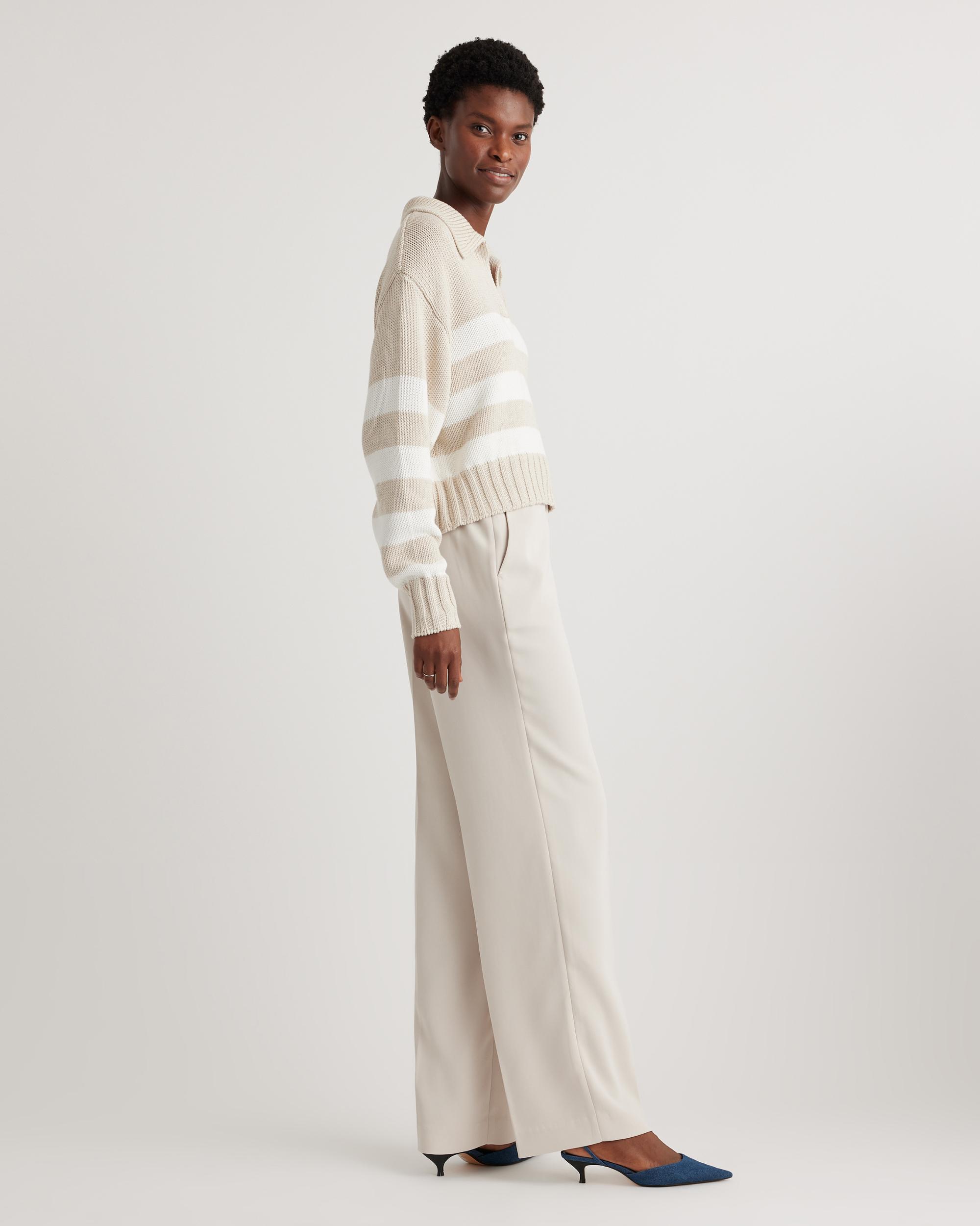 Quince | Women's 100% Organic Cropped Cotton Polo Sweater Size XS, Organic Cotton Product Image