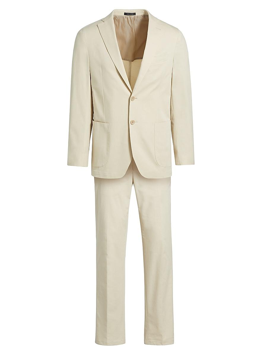 Mens Stretch Cotton Poplin Two-Button Slim-Fit Suit Product Image