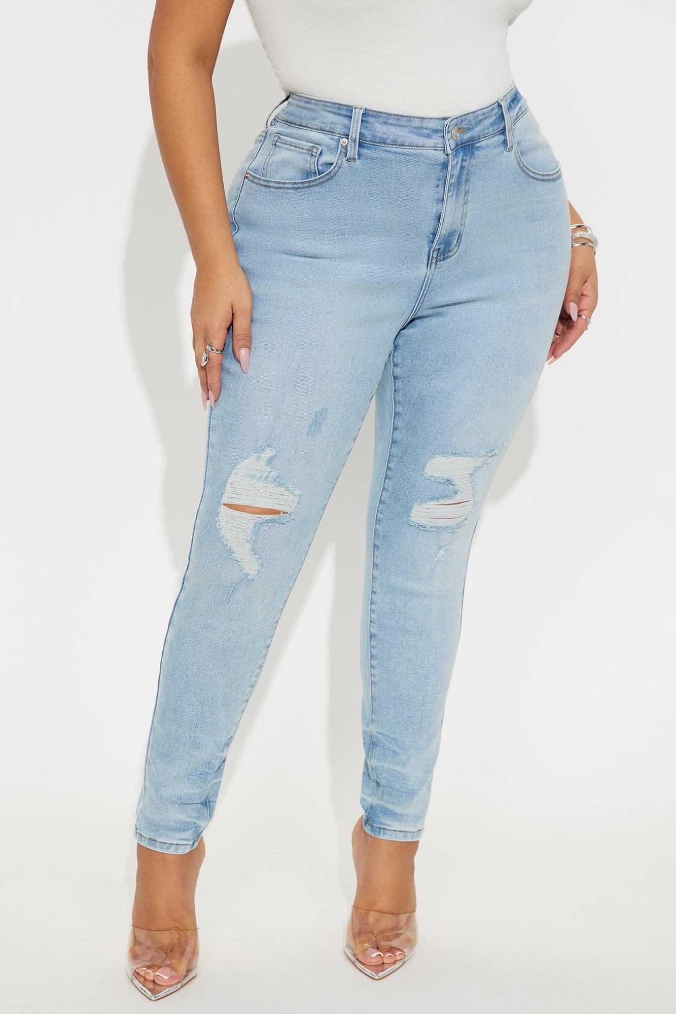 Kalisha Stretch Ripped Skinny Jeans - Light Wash Female Product Image