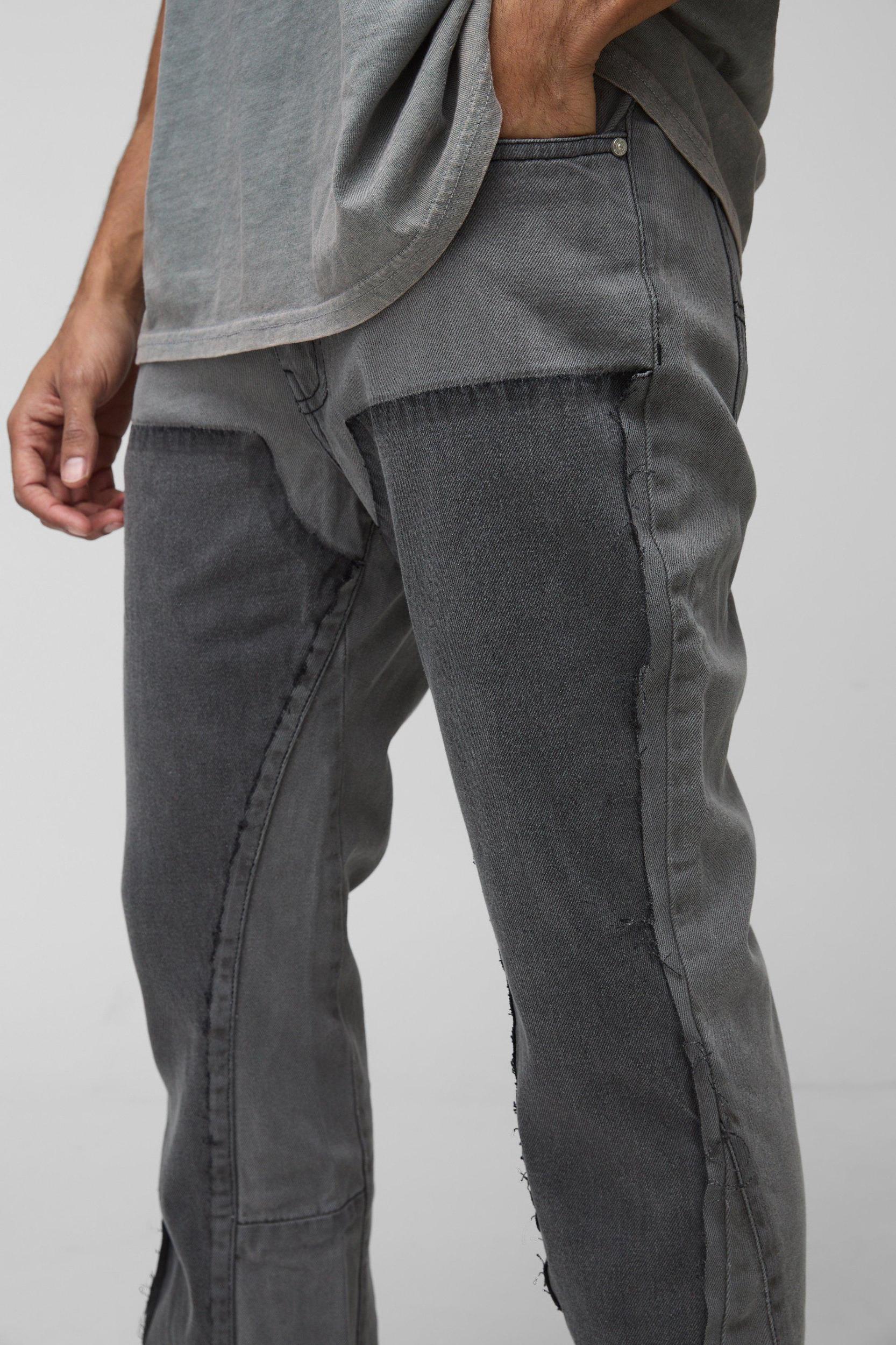 Slim Rigid Flare Carpenter Distressed Denim Jeans | boohooMAN USA Product Image