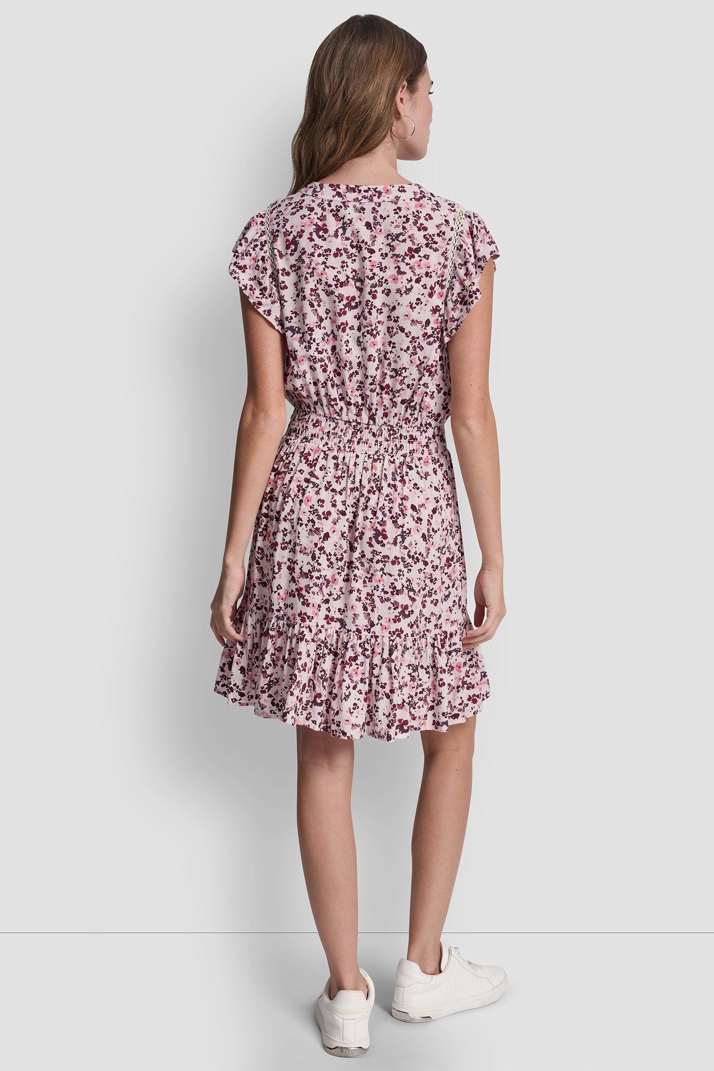 SMOCKED WAIST V-NECK DRESS Product Image