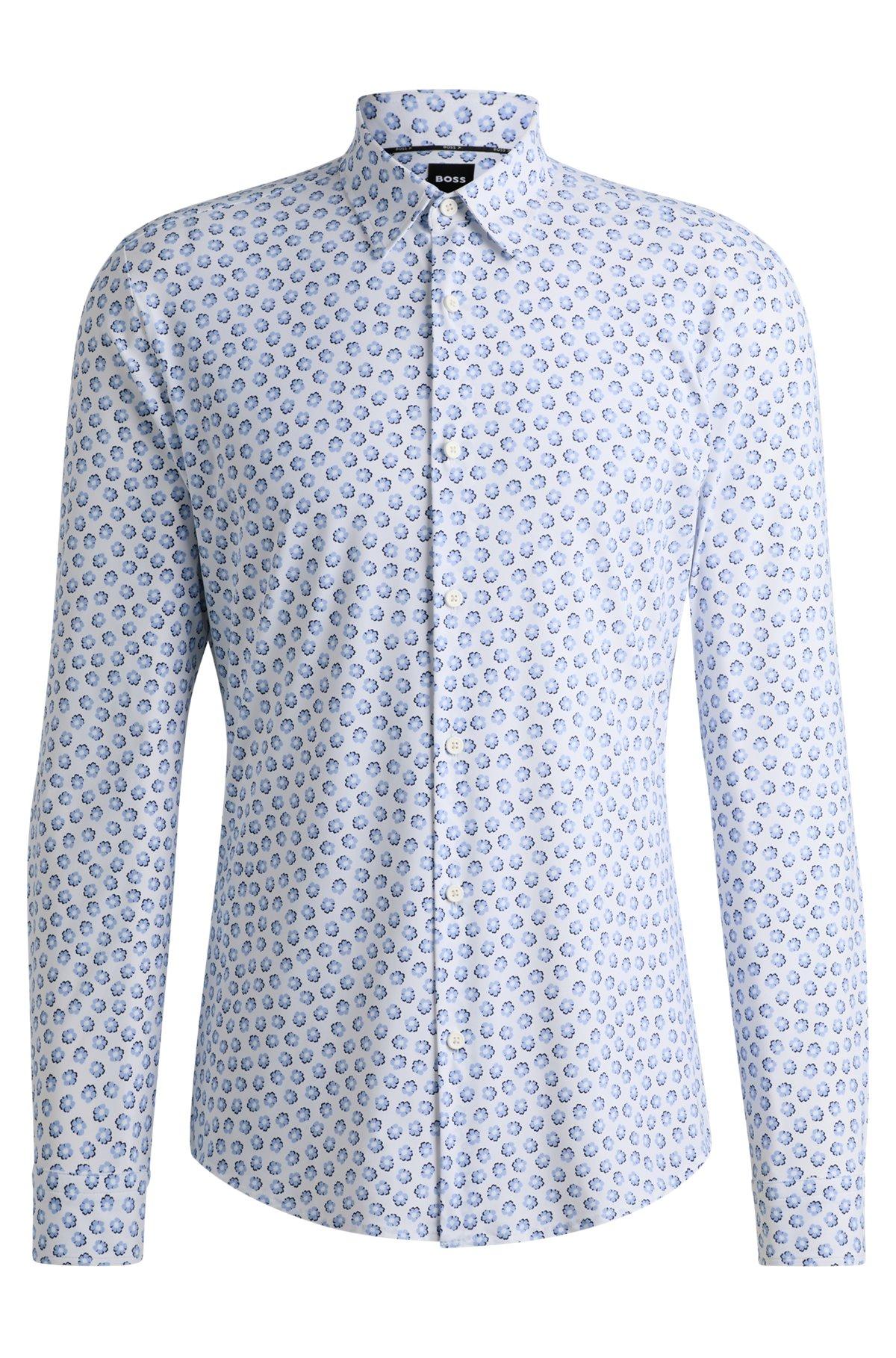 Slim-fit shirt in floral-print performance-stretch jersey Product Image